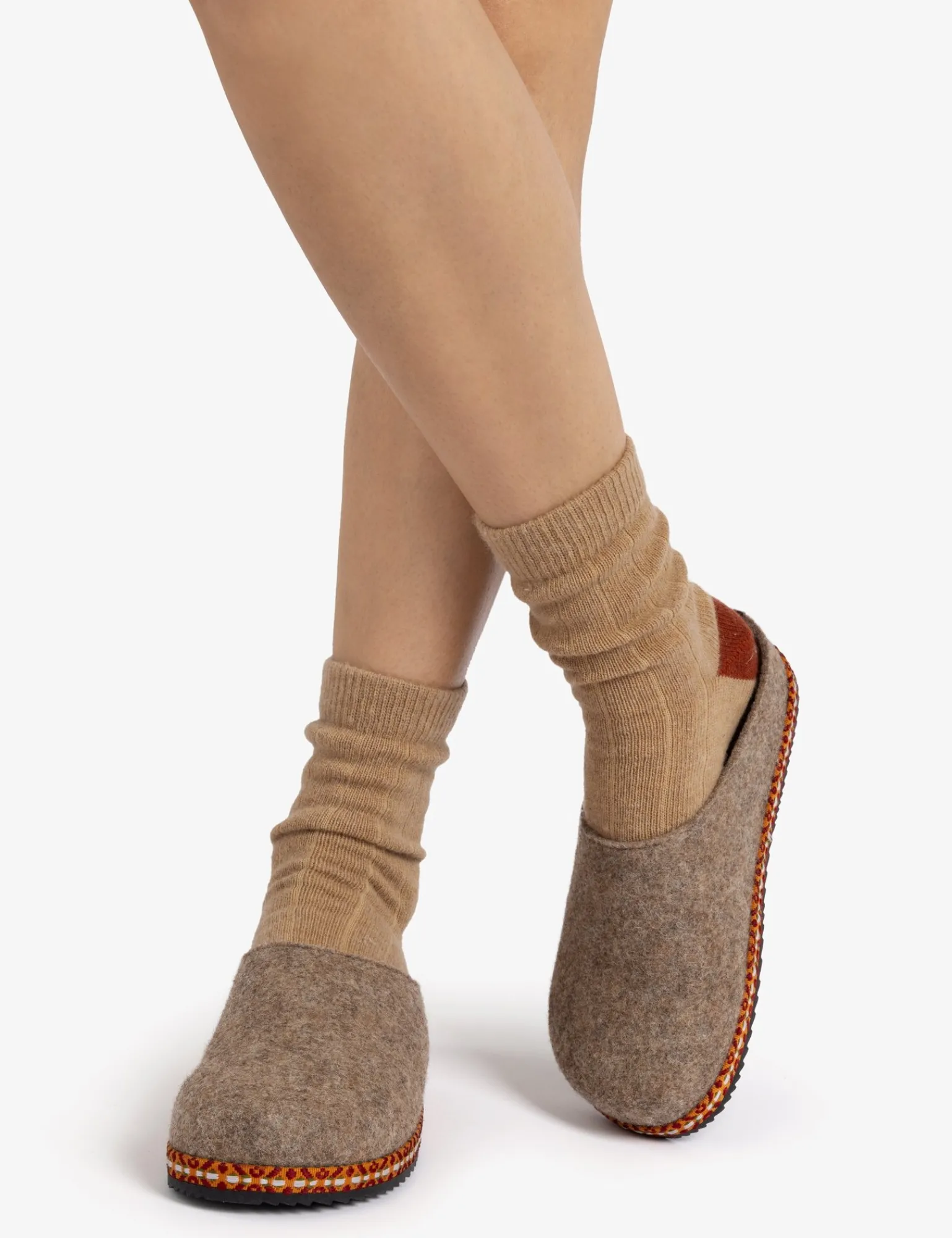 Penelope Chilvers Sami Felt Slipper Taupe New