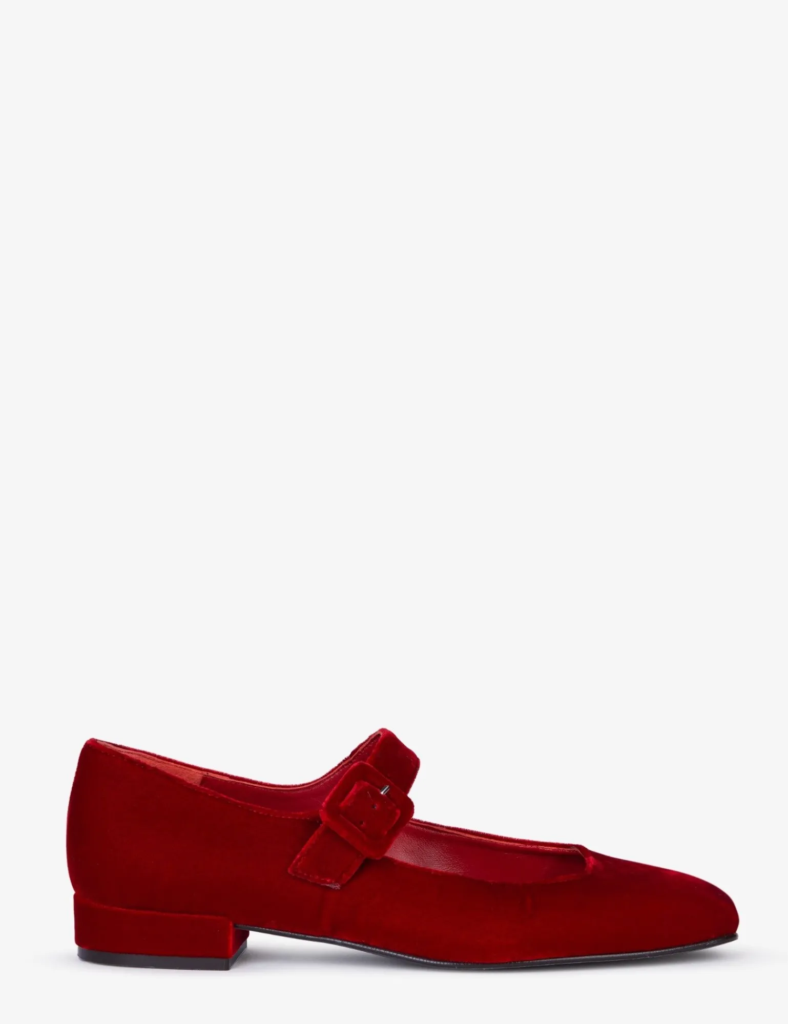 Penelope Chilvers Low Mary Jane Velvet Shoe Red Best