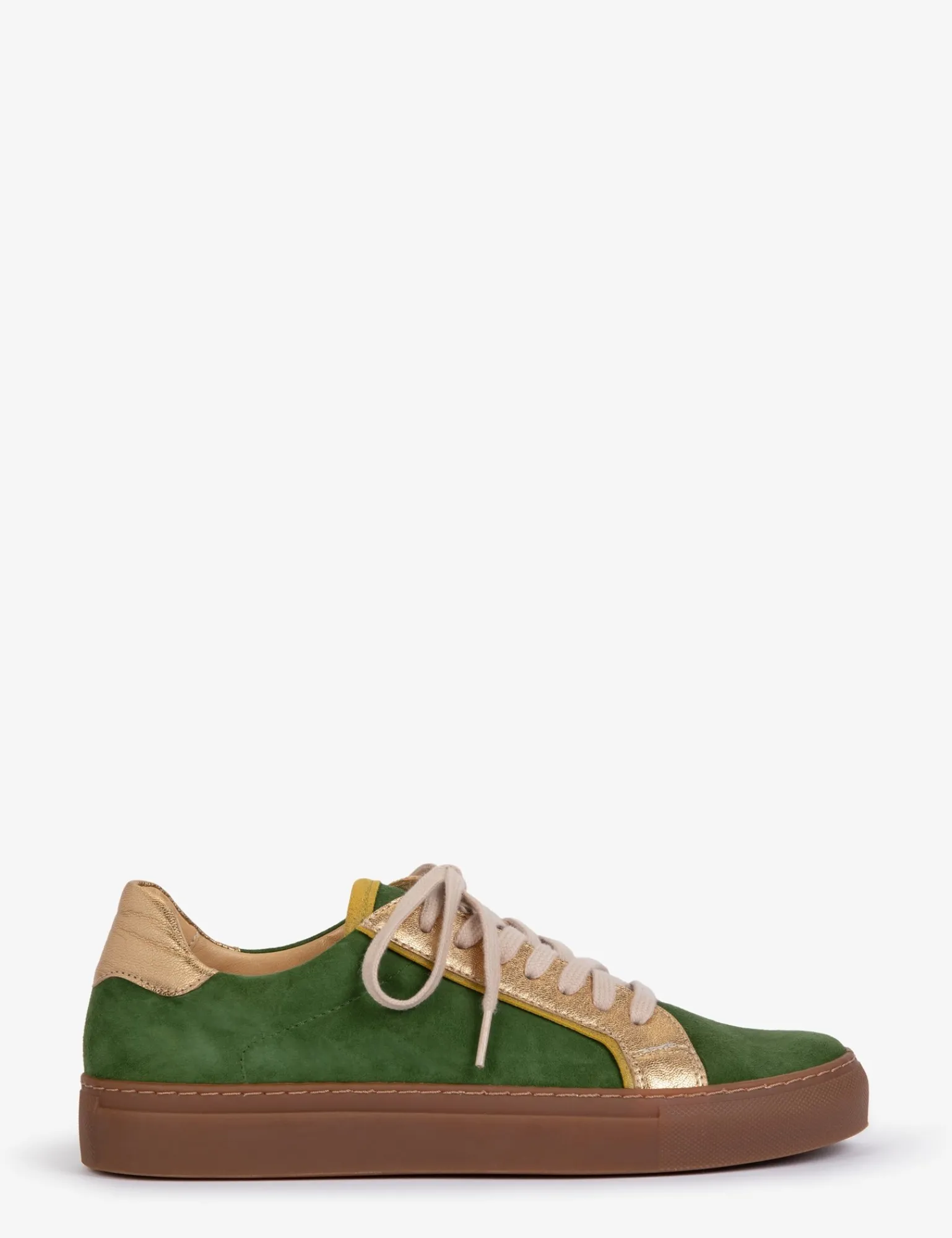Penelope Chilvers Paradise Suede Metallic Trainer Dill/Gold/Khaki Hot