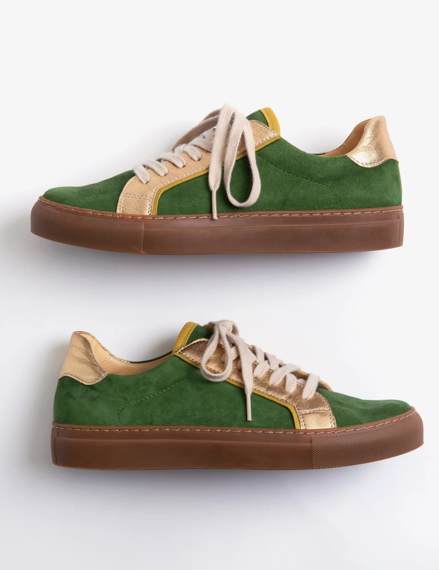 Penelope Chilvers Paradise Suede Metallic Trainer Dill/Gold/Khaki Hot
