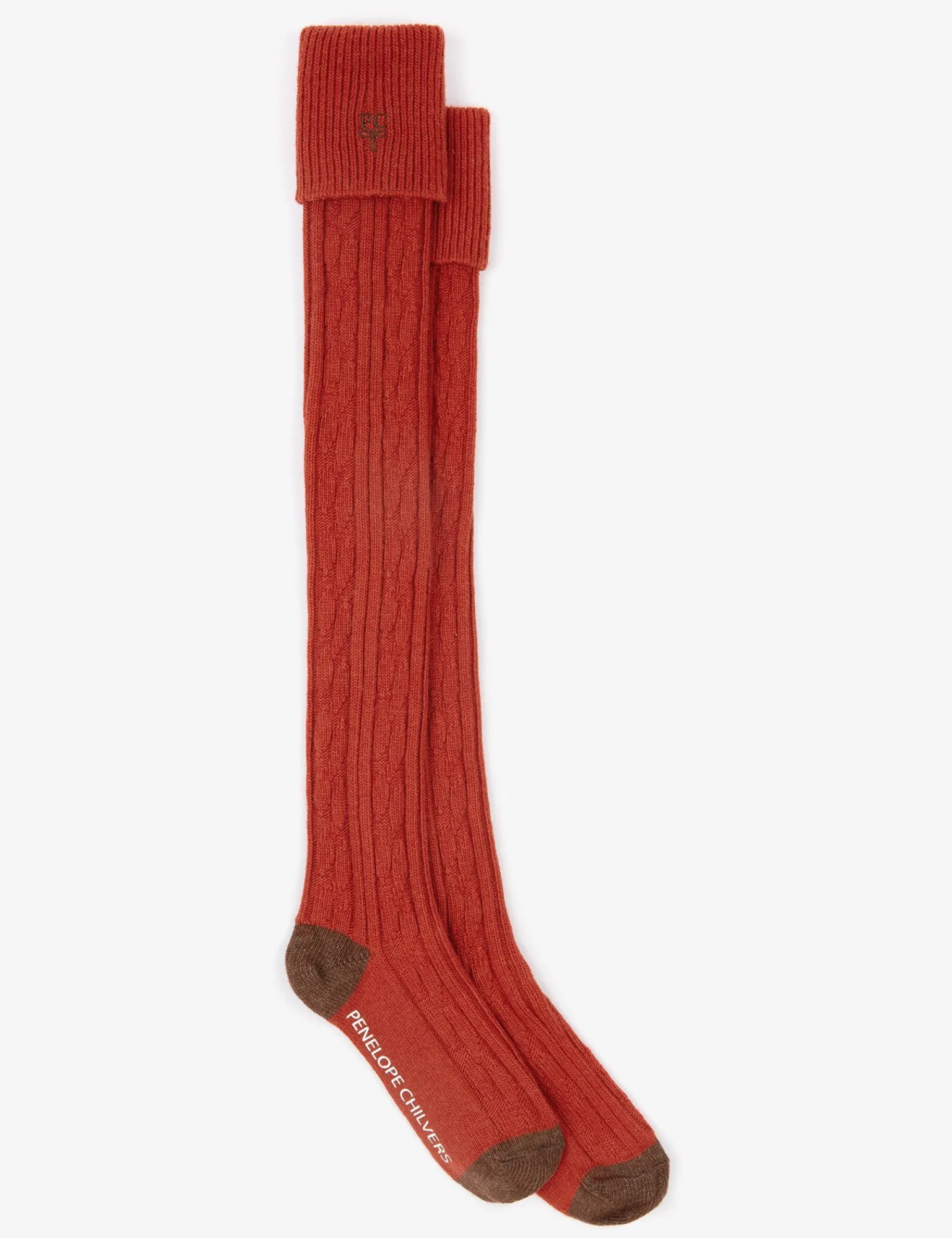 Penelope Chilvers Cashmere Cable Boot Socks Terracotta Online
