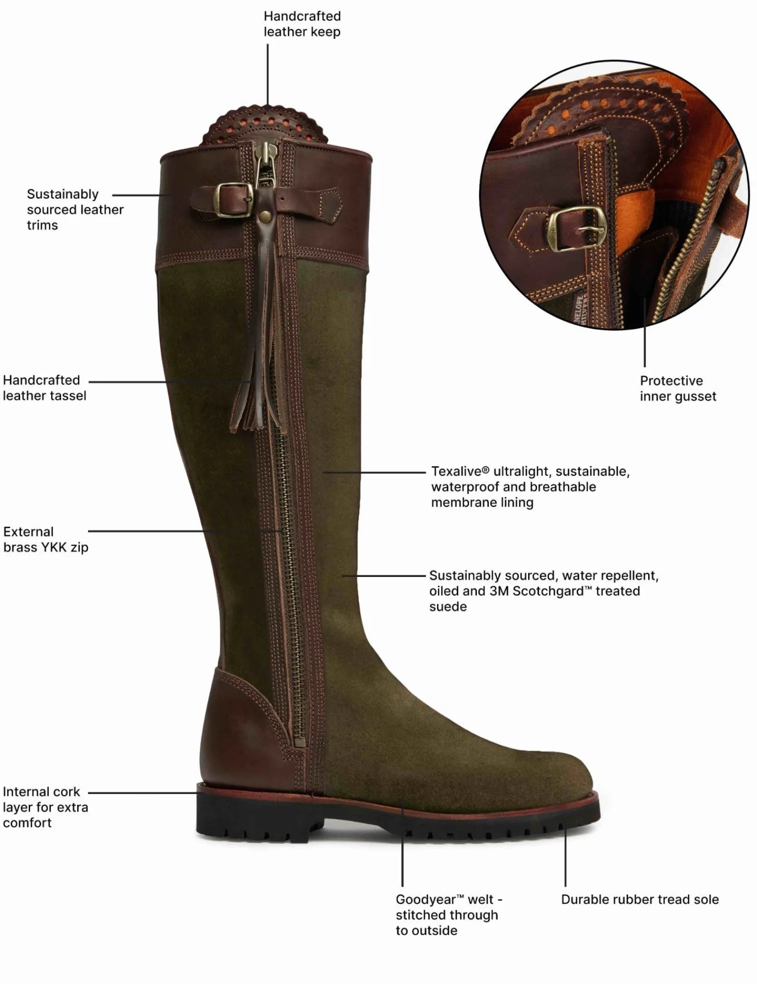 Penelope Chilvers Inclement Long Tassel Boot Seaweed/Conker Sale