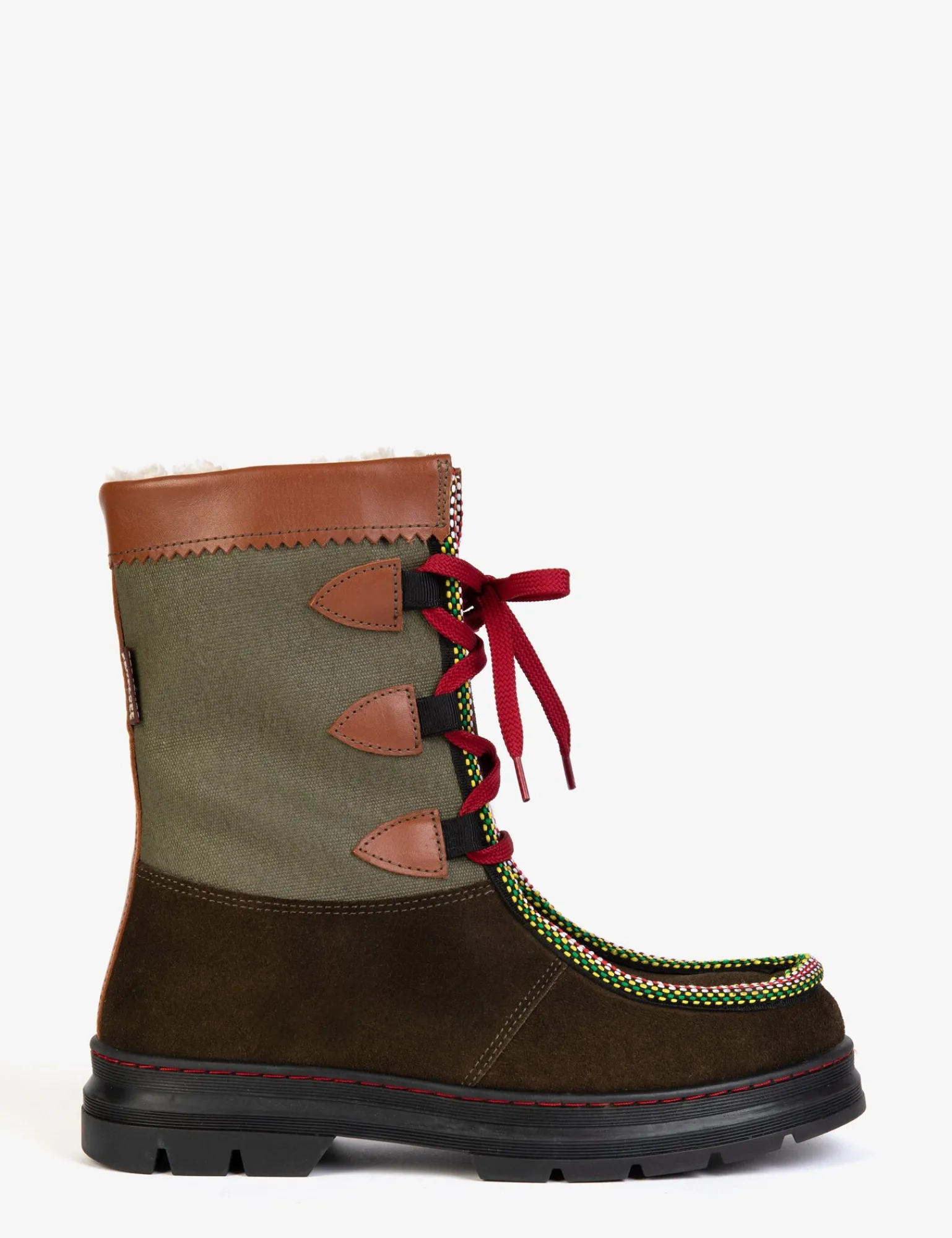 Penelope Chilvers Midcalf Intrepid Suede Shearling-Lined Boot Khaki Hot