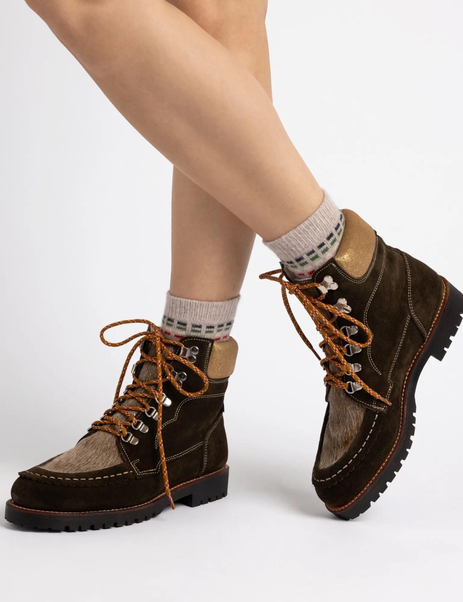 Penelope Chilvers Pioneer Suede Boot Khaki/Gold Sale