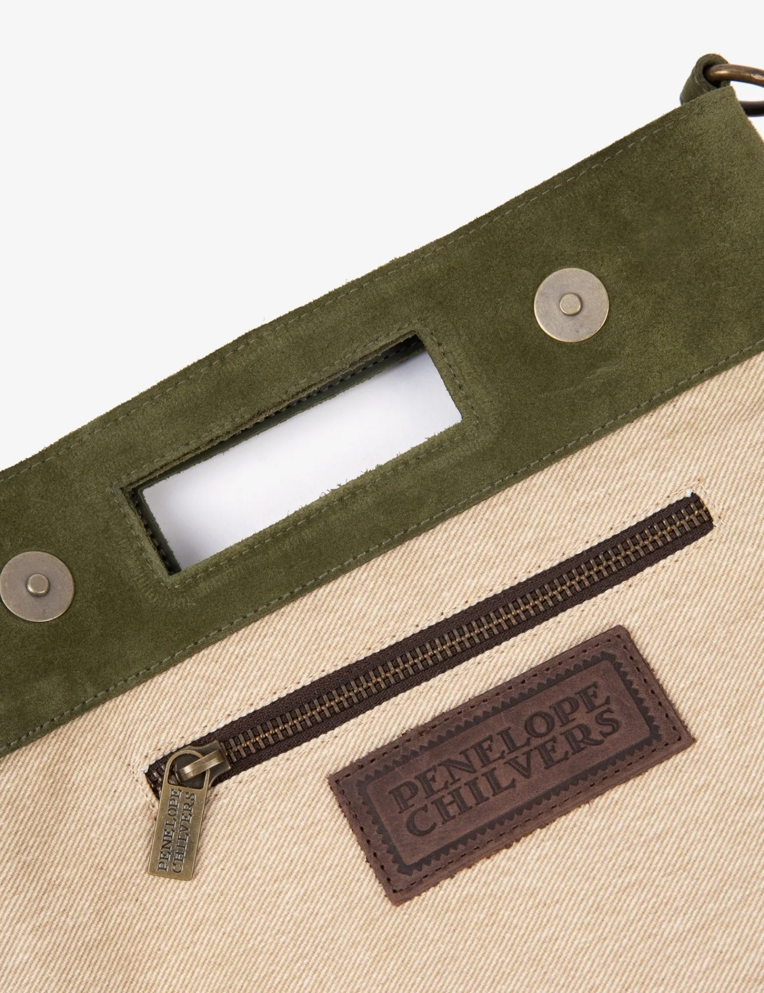 Penelope Chilvers Fringe Handy Suede Bag Khaki Outlet