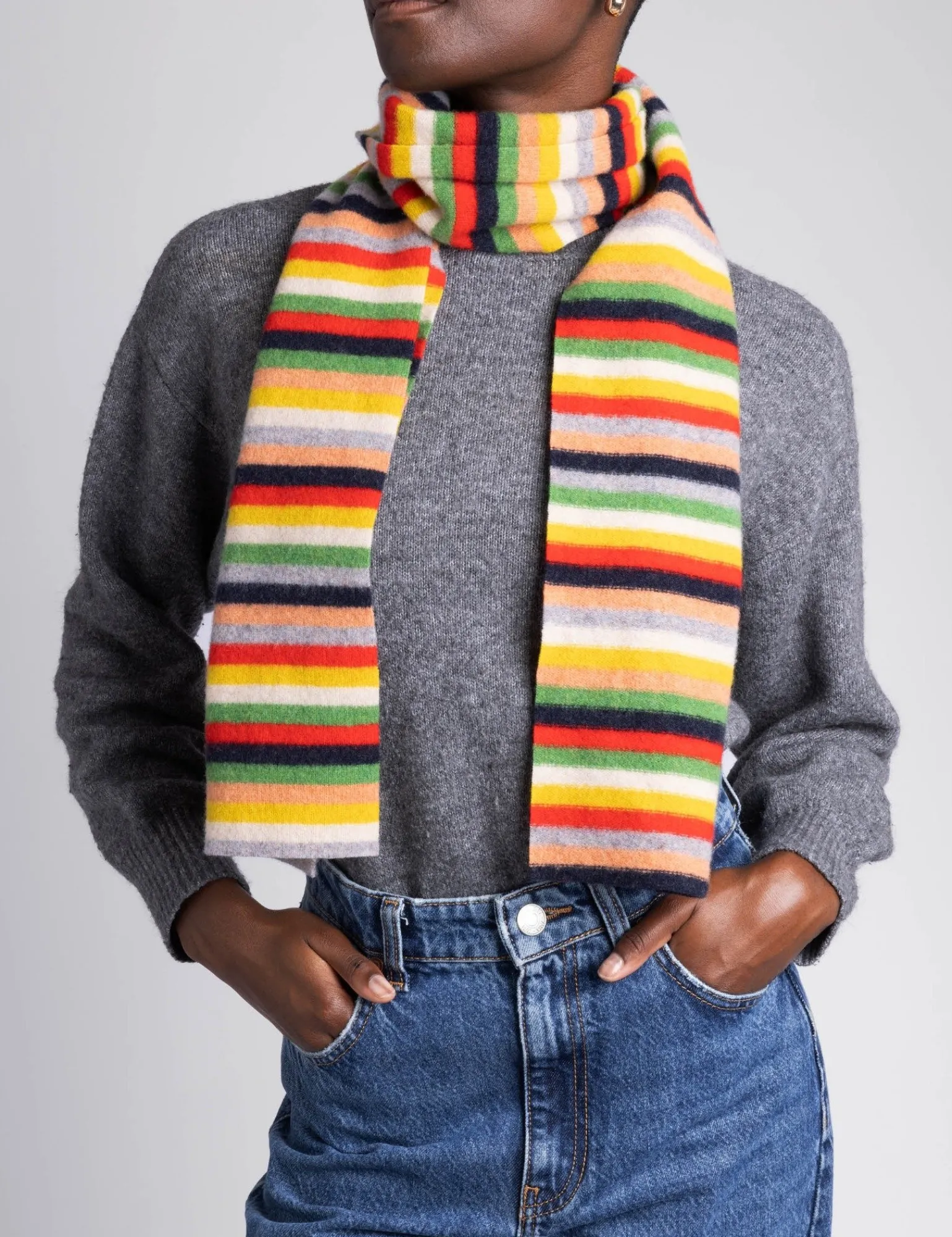 Penelope Chilvers Miro Wool Stripe Scarf Orange/Multi Hot