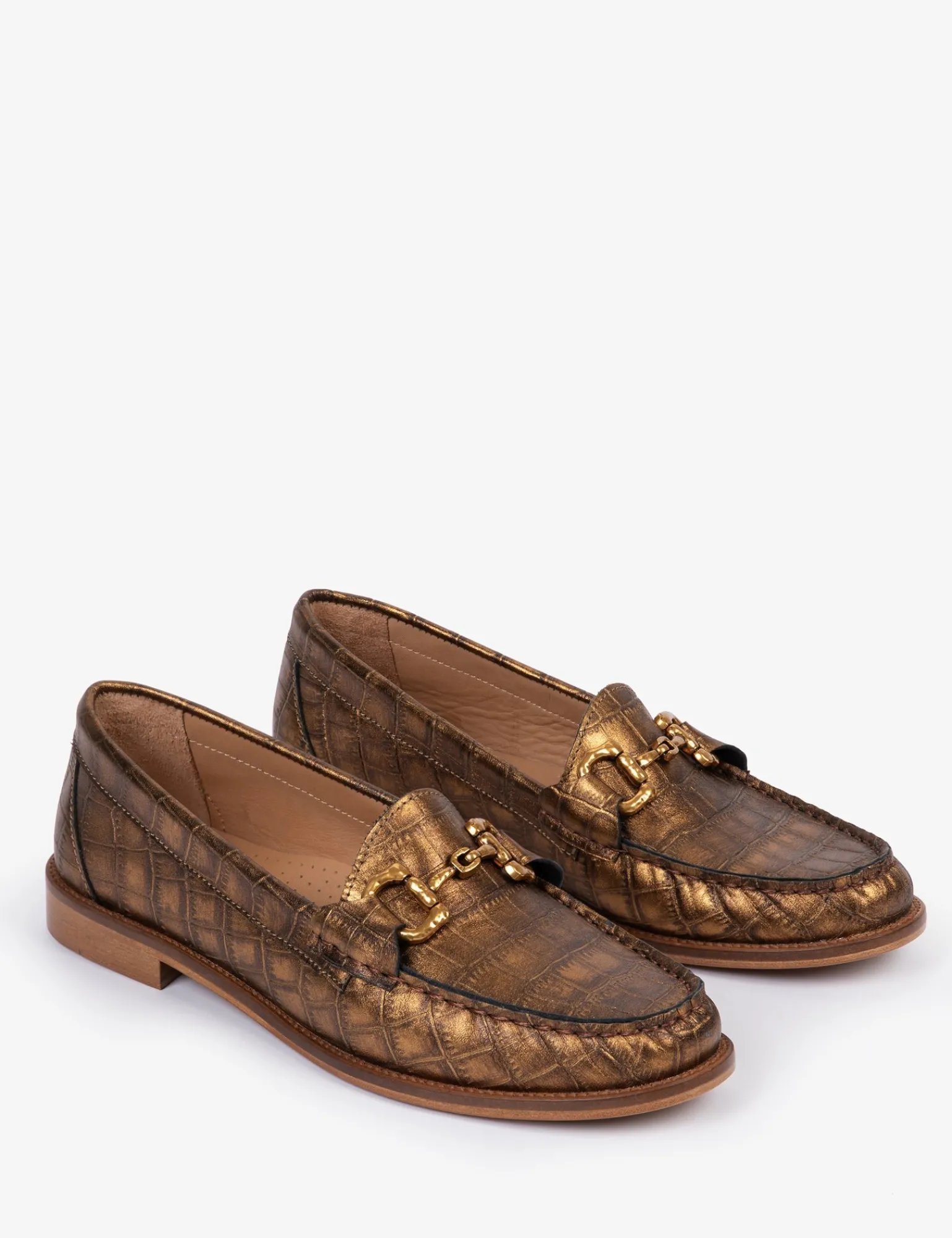 Penelope Chilvers Ayr Metallic Croc Loafer Bronze Clearance
