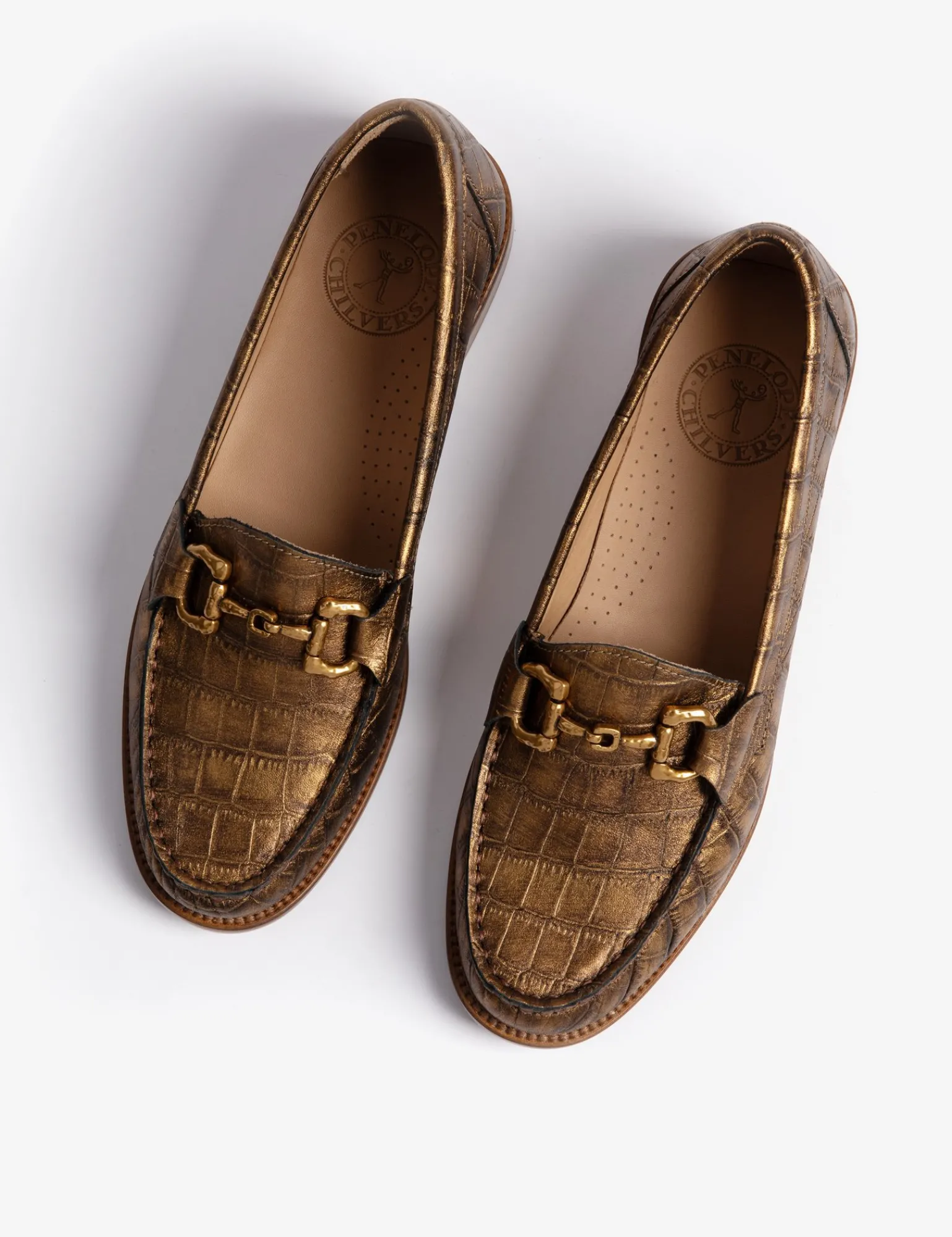 Penelope Chilvers Ayr Metallic Croc Loafer Bronze Clearance