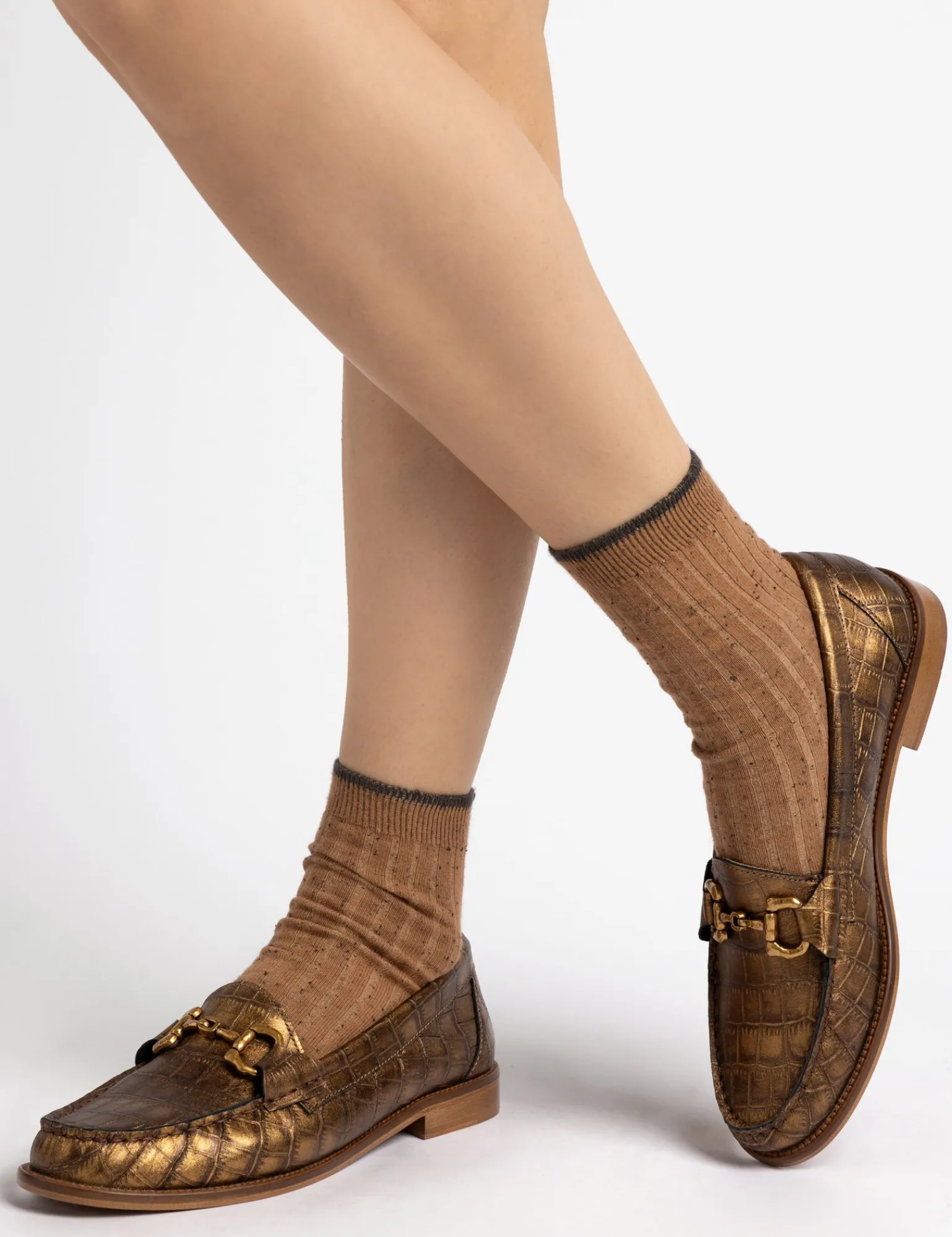 Penelope Chilvers Ayr Metallic Croc Loafer Bronze Clearance