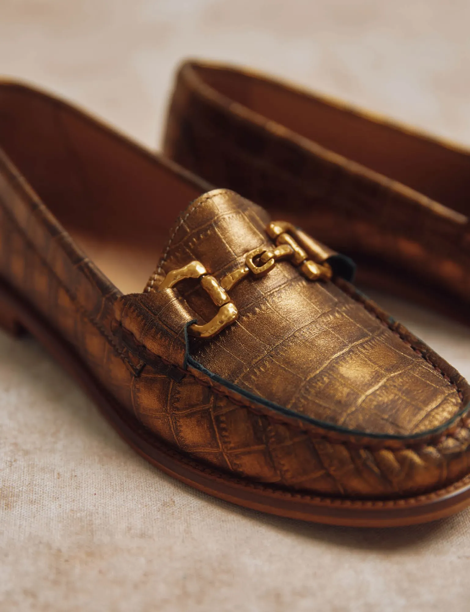 Penelope Chilvers Ayr Metallic Croc Loafer Bronze Clearance