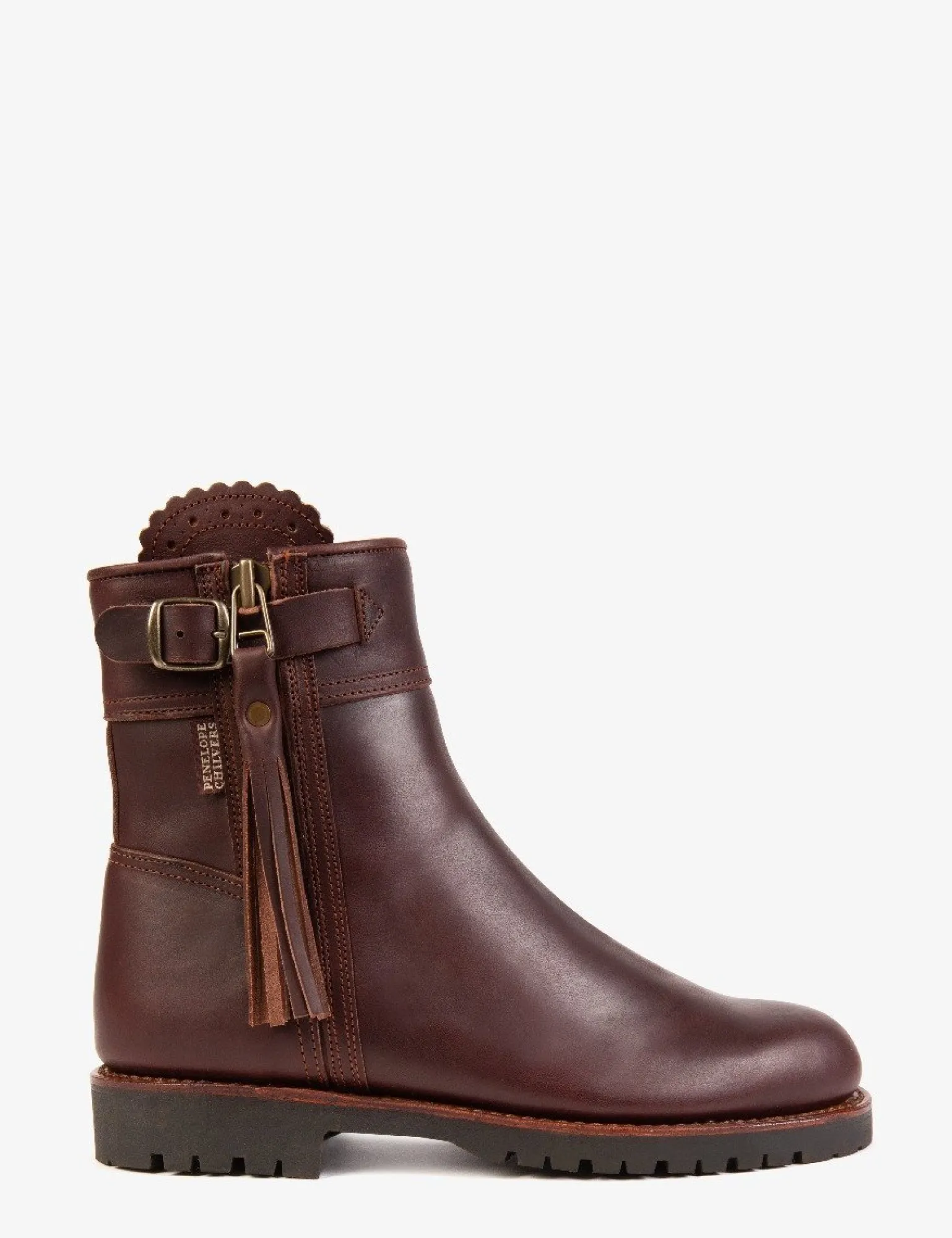 Penelope Chilvers Cropped Wool-Lined Tassel Boot Conker Outlet