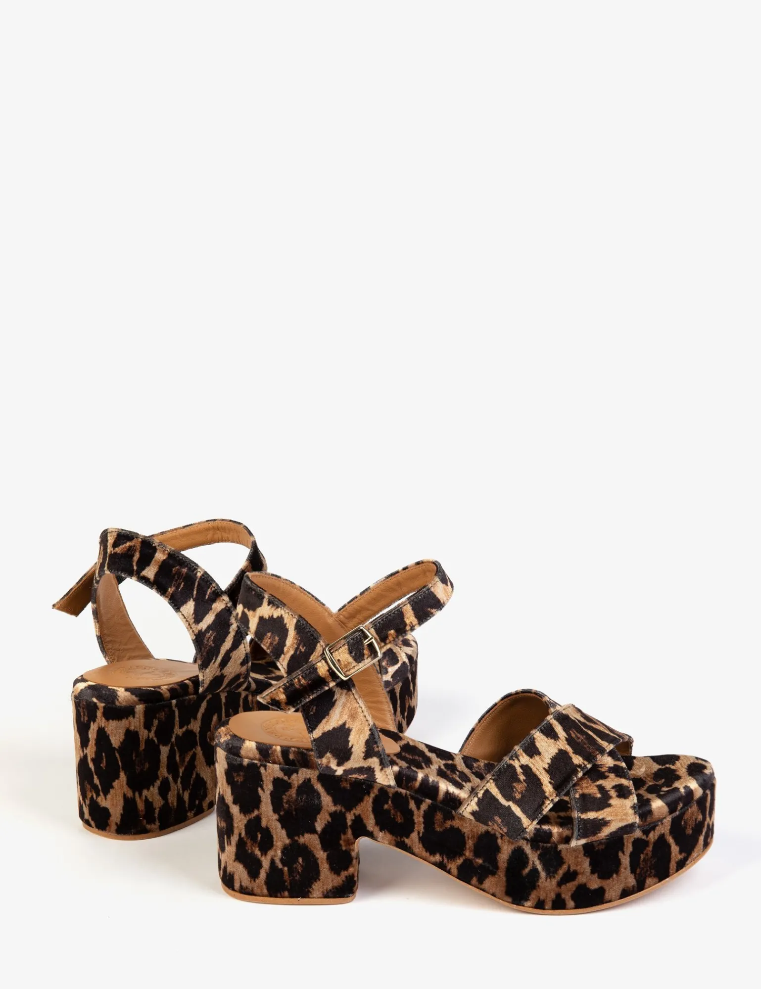 Penelope Chilvers Azalea Leopard Velvet Sandal Brown Hot