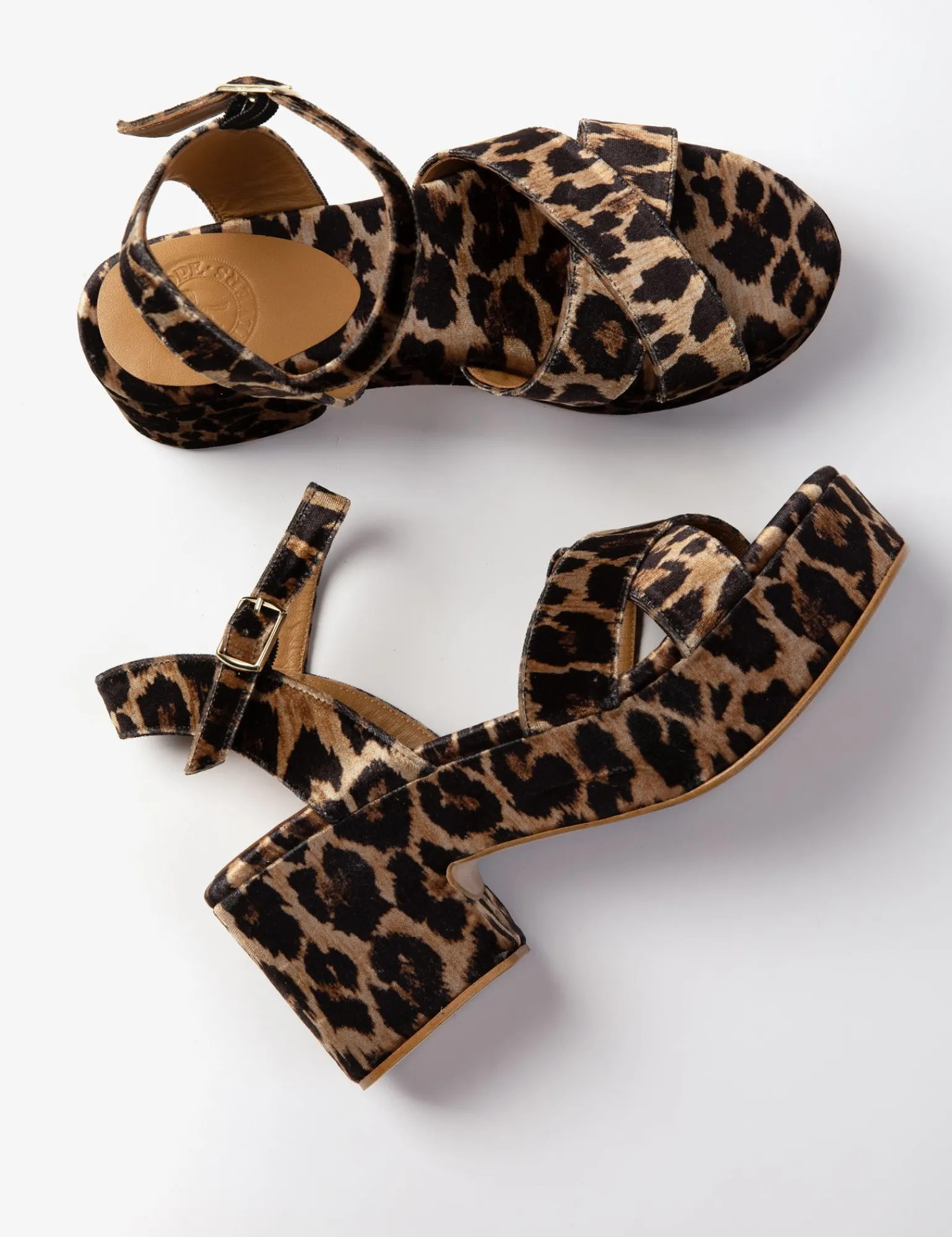 Penelope Chilvers Azalea Leopard Velvet Sandal Brown Hot