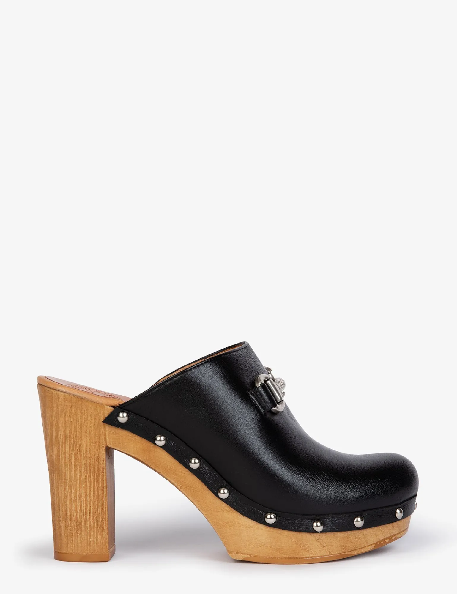 Penelope Chilvers High Horsebit Leather Clog Black Online
