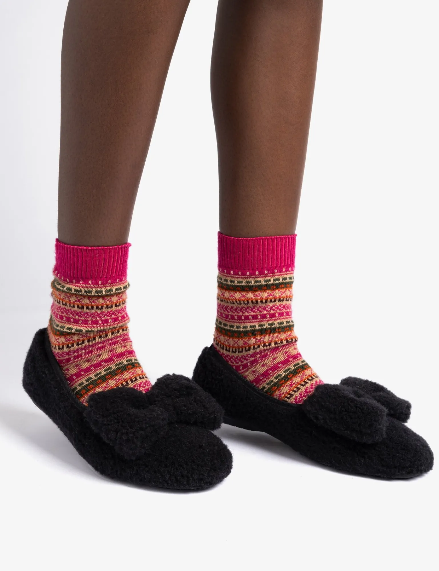 Penelope Chilvers Celeste Shearling Bow Slipper Black Hot