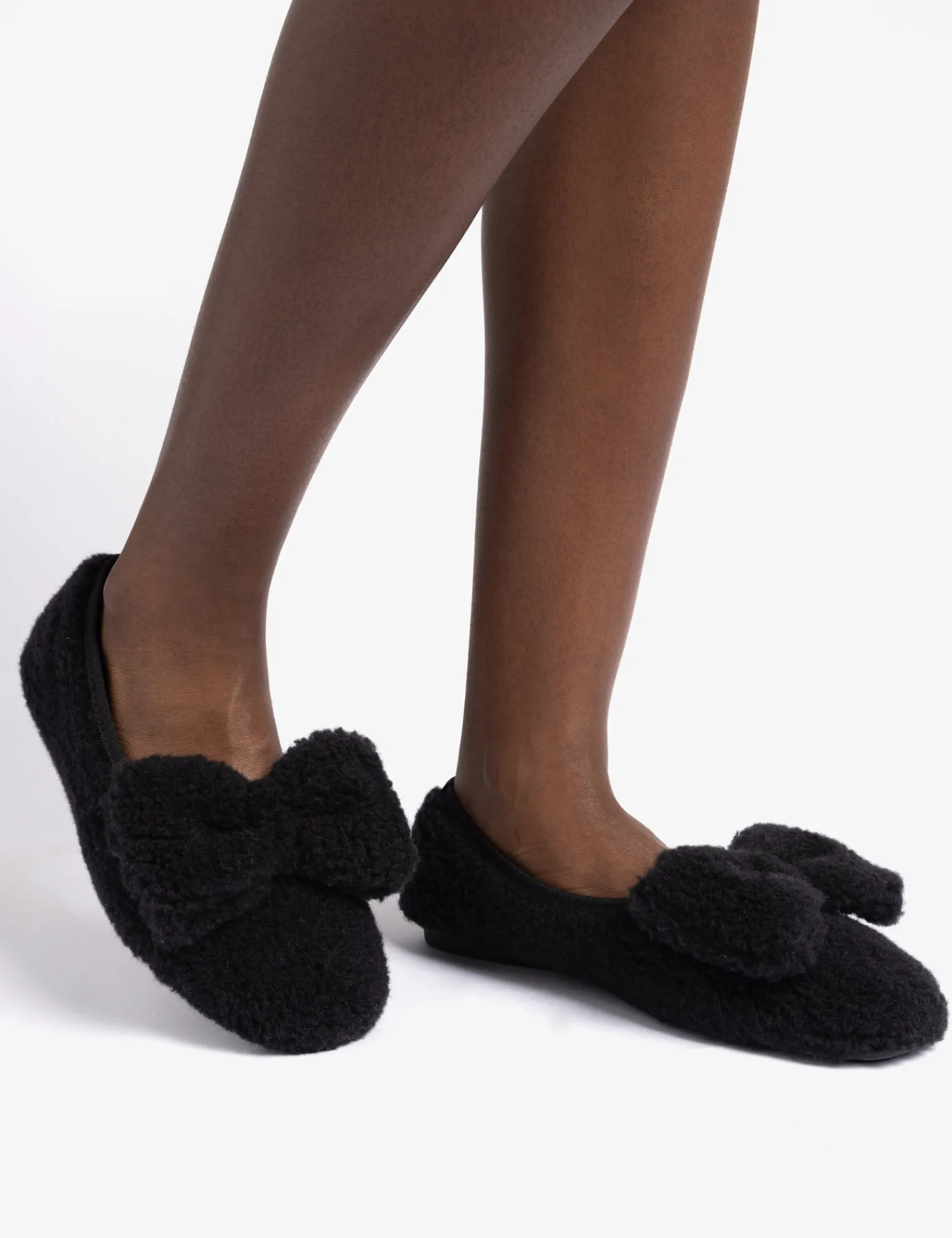Penelope Chilvers Celeste Shearling Bow Slipper Black Hot