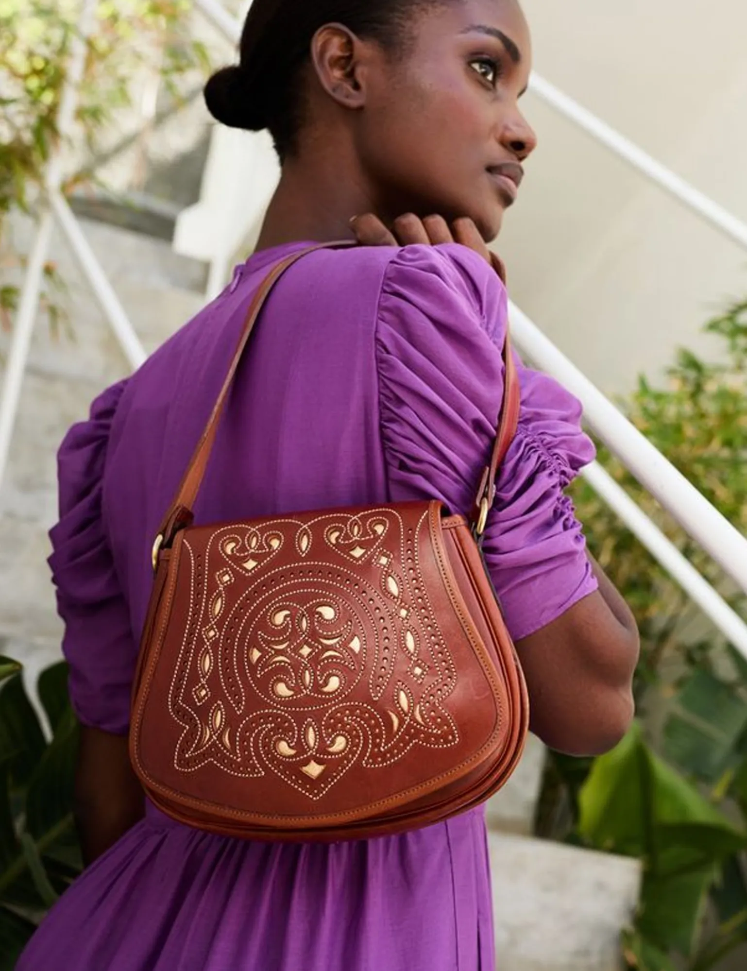 Penelope Chilvers Romero Leather Bag Tan/Gold Fashion