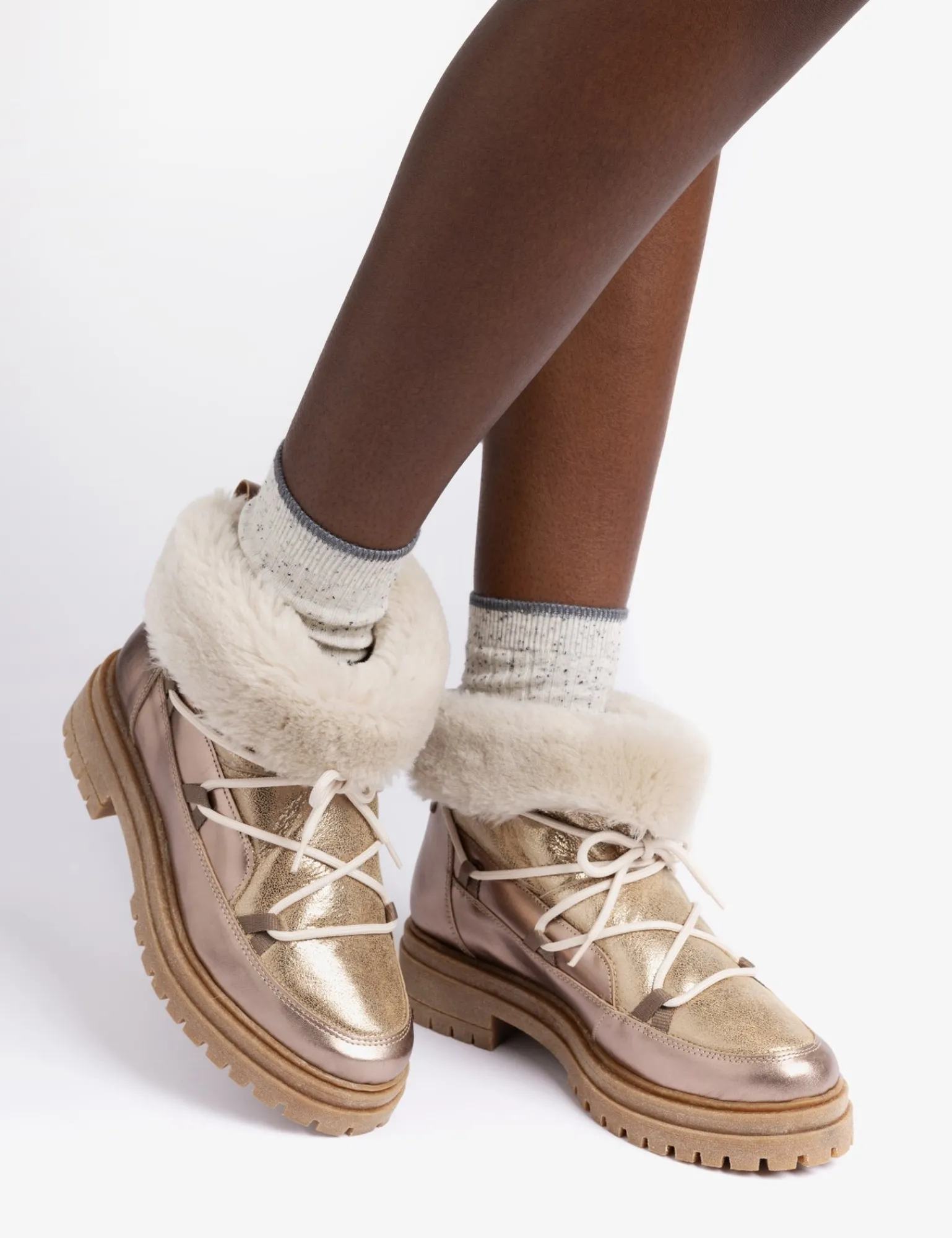 Penelope Chilvers Stornoway Metallic Shearling-Lined Boot Champagne Hot