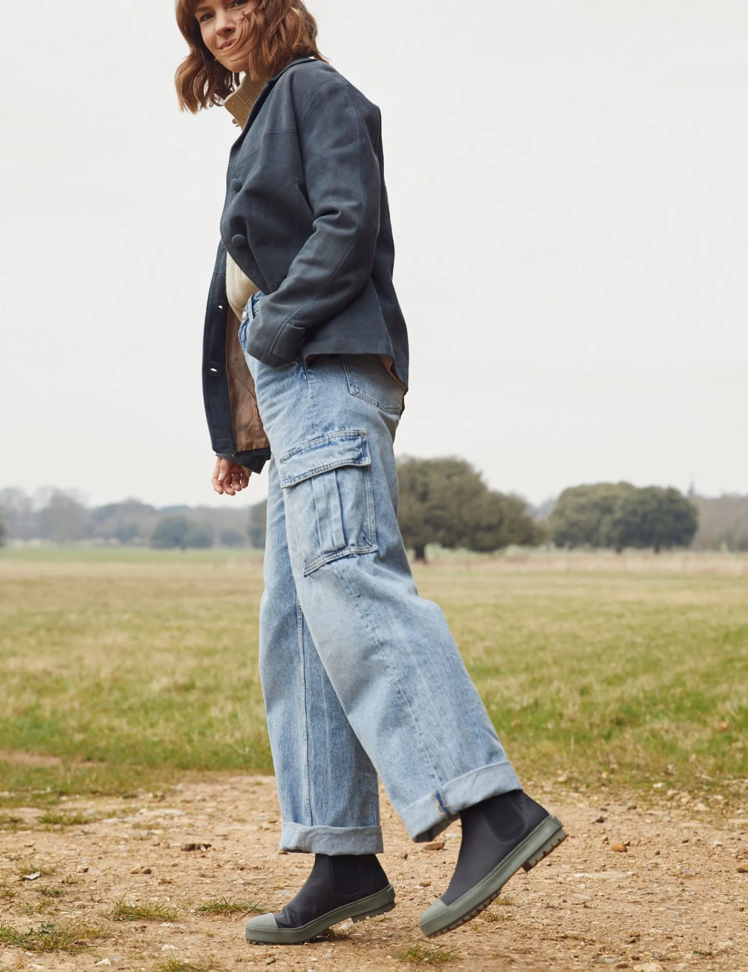 Penelope Chilvers Jump Waterproof Leather Boot Black/Khaki Clearance