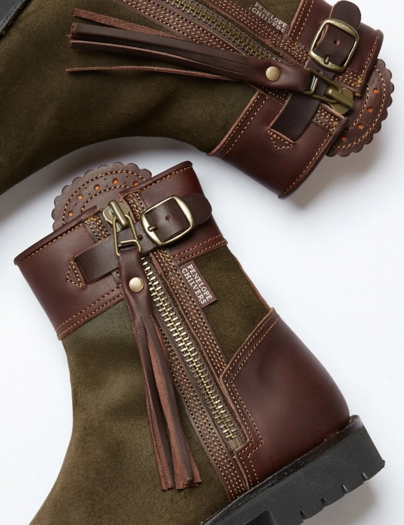 Penelope Chilvers Inclement Cropped Tassel Boot Seaweed/Conker Best