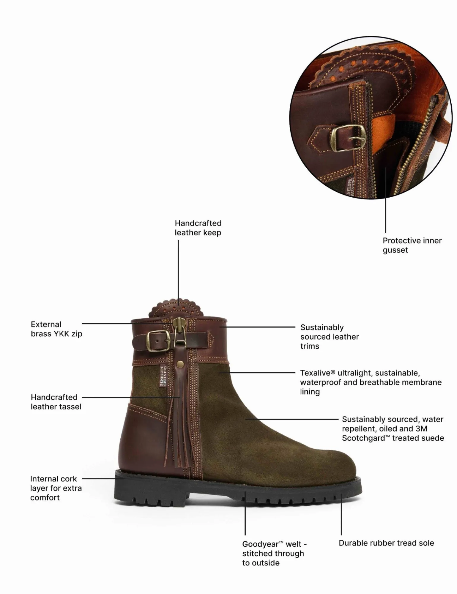 Penelope Chilvers Inclement Cropped Tassel Boot Seaweed/Conker Best