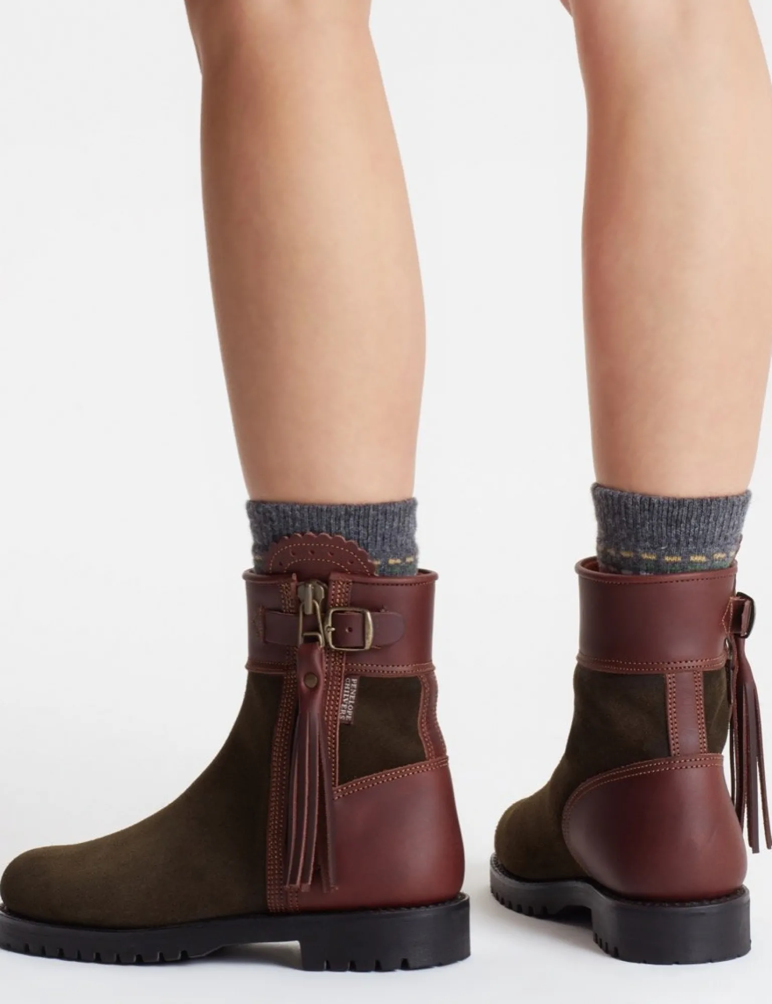 Penelope Chilvers Inclement Cropped Tassel Boot Seaweed/Conker Best