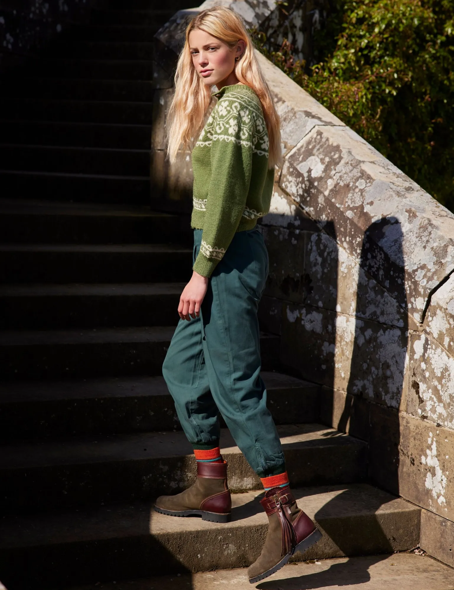 Penelope Chilvers Inclement Cropped Tassel Boot Seaweed/Conker Best