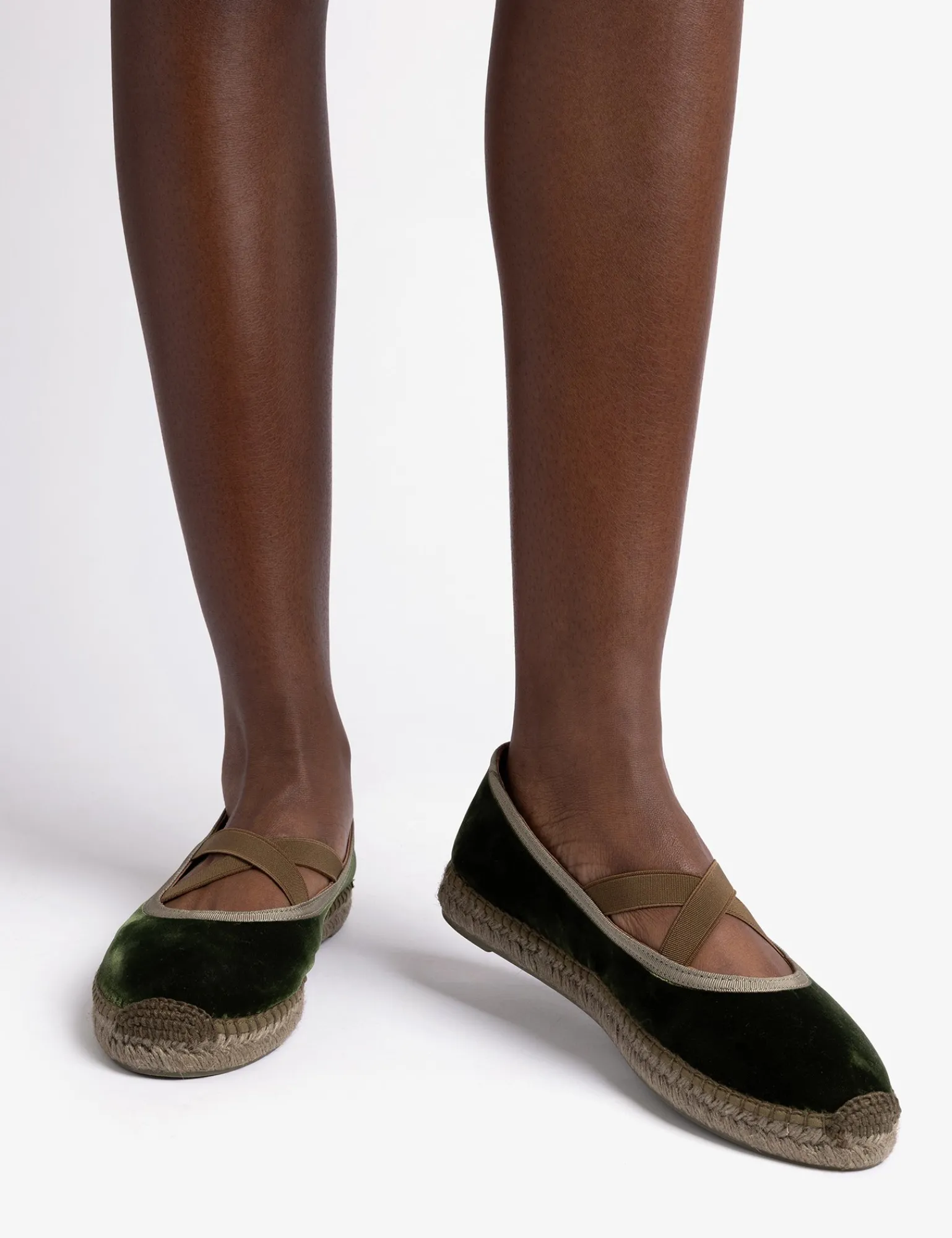 Penelope Chilvers Chico Velvet Espadrille Khaki Hot