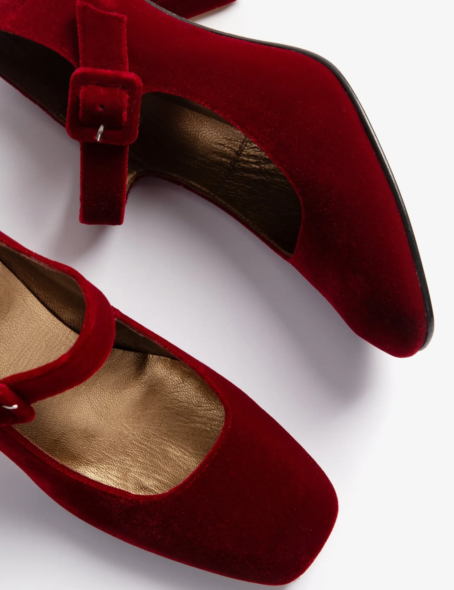 Penelope Chilvers High Mary Jane Velvet Shoe Red Hot