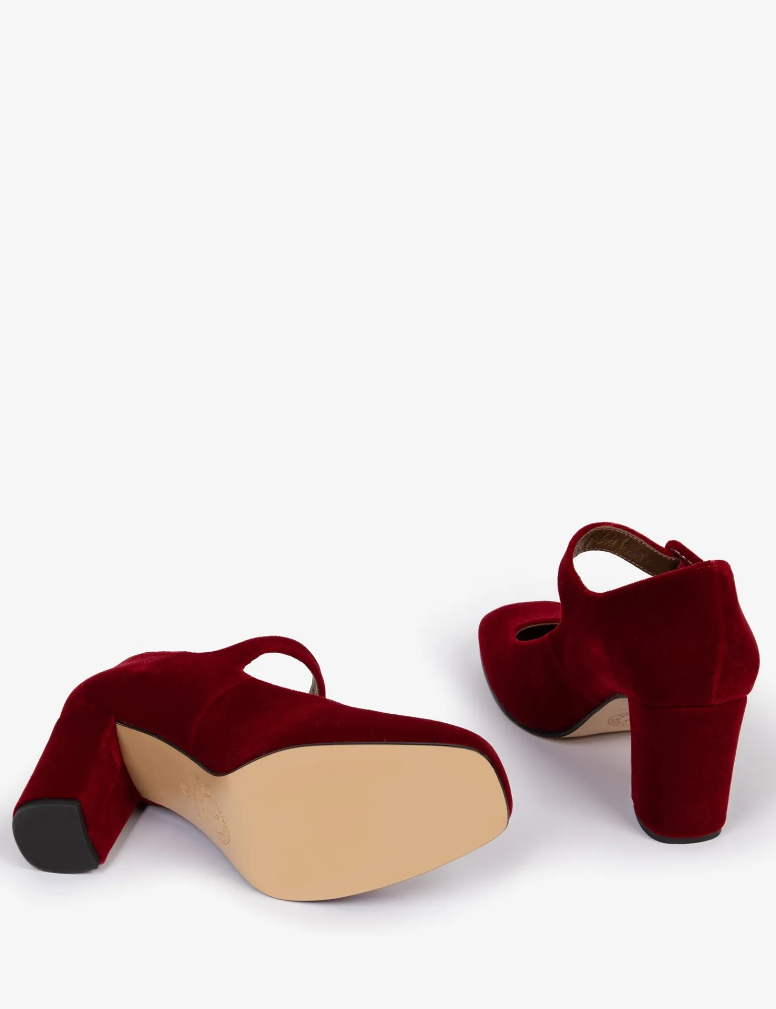 Penelope Chilvers High Mary Jane Velvet Shoe Red Hot