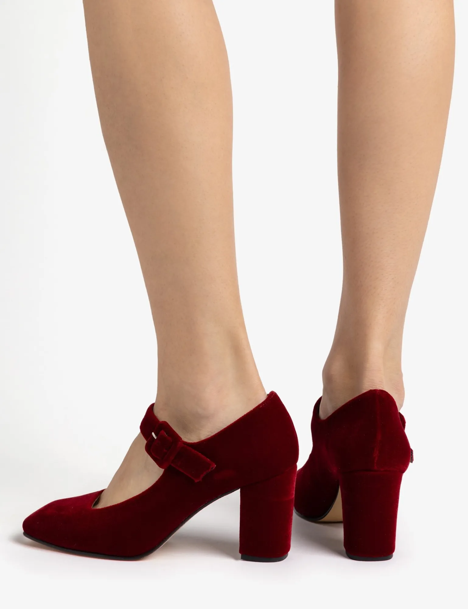 Penelope Chilvers High Mary Jane Velvet Shoe Red Hot