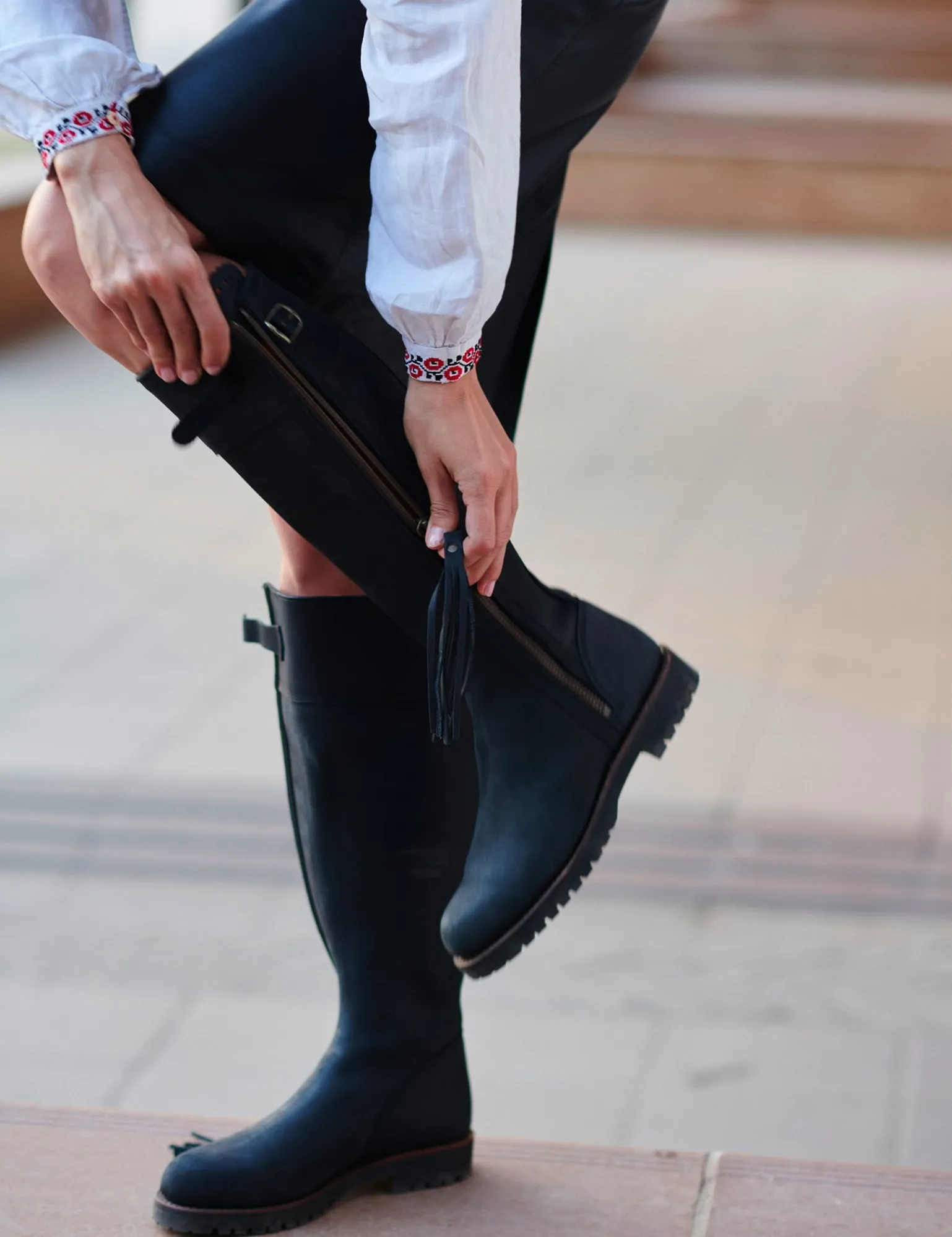 Penelope Chilvers Long Tassel Boot Black Outlet