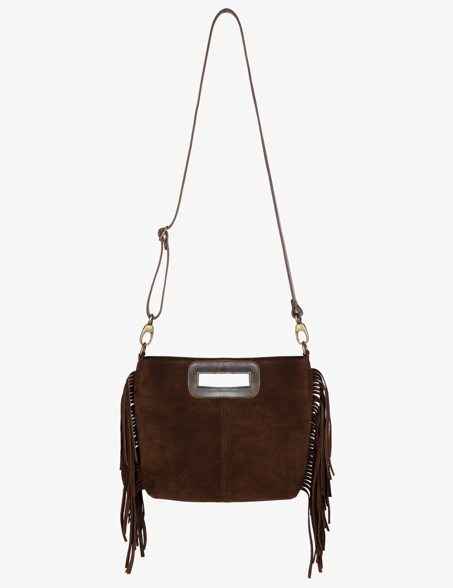 Penelope Chilvers Fringe Handy Suede Bag BitterChocolate Best