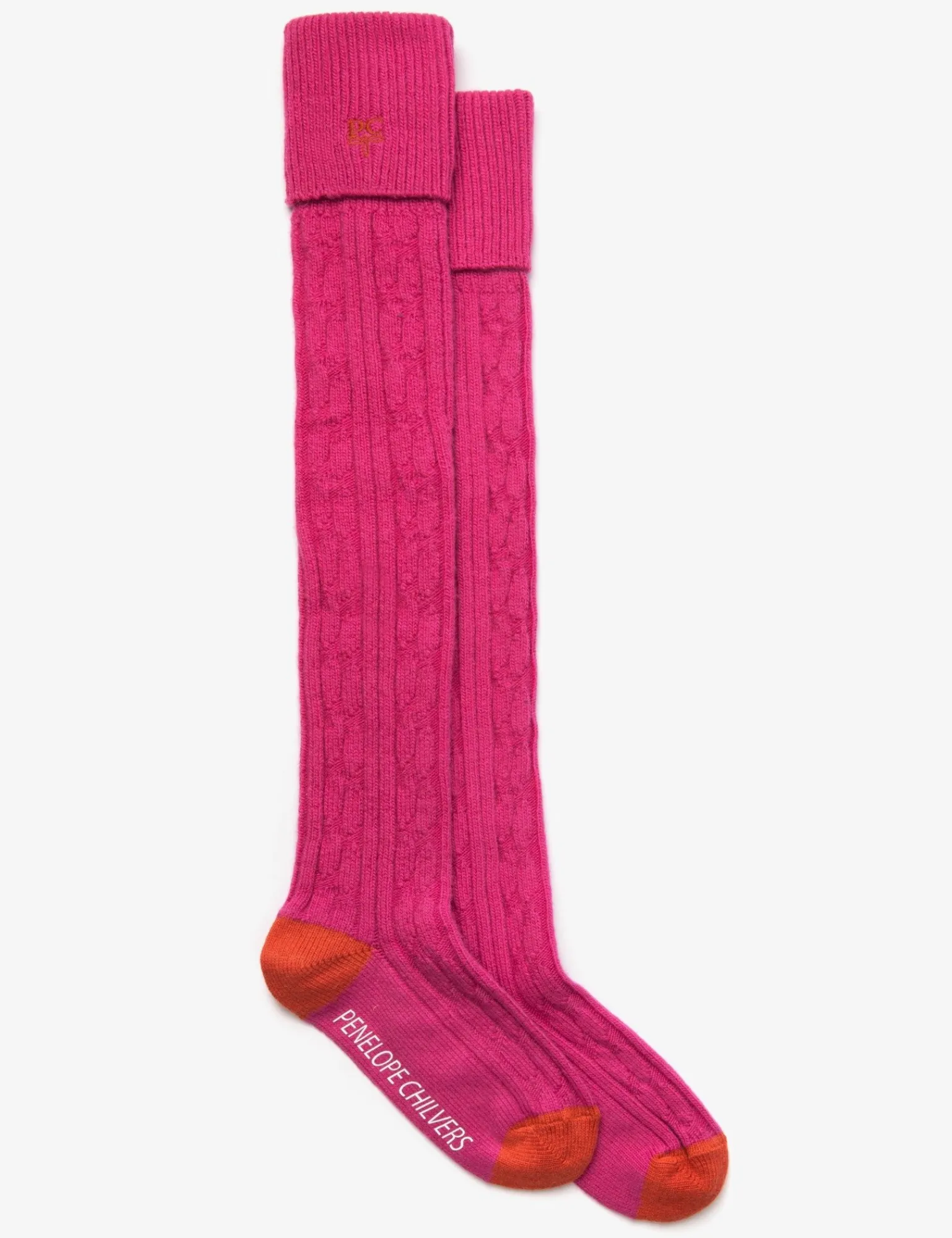 Penelope Chilvers Cashmere Cable Boot Socks Pink Online