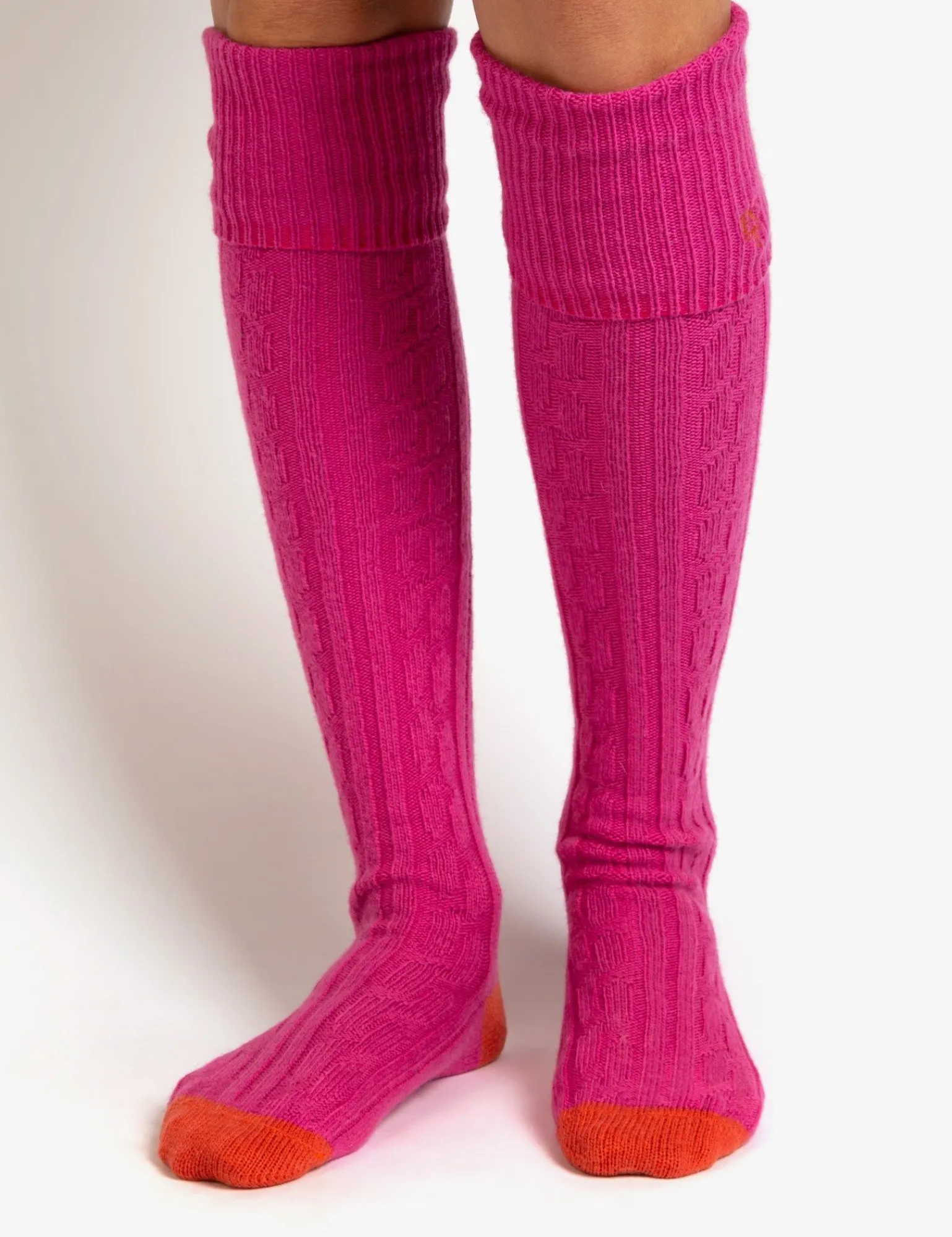 Penelope Chilvers Cashmere Cable Boot Socks Pink Online