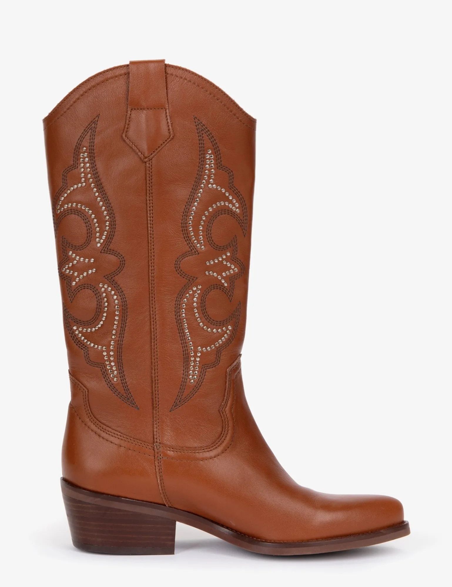 Penelope Chilvers Silvestre Stud Cowboy Boot Cognac Fashion