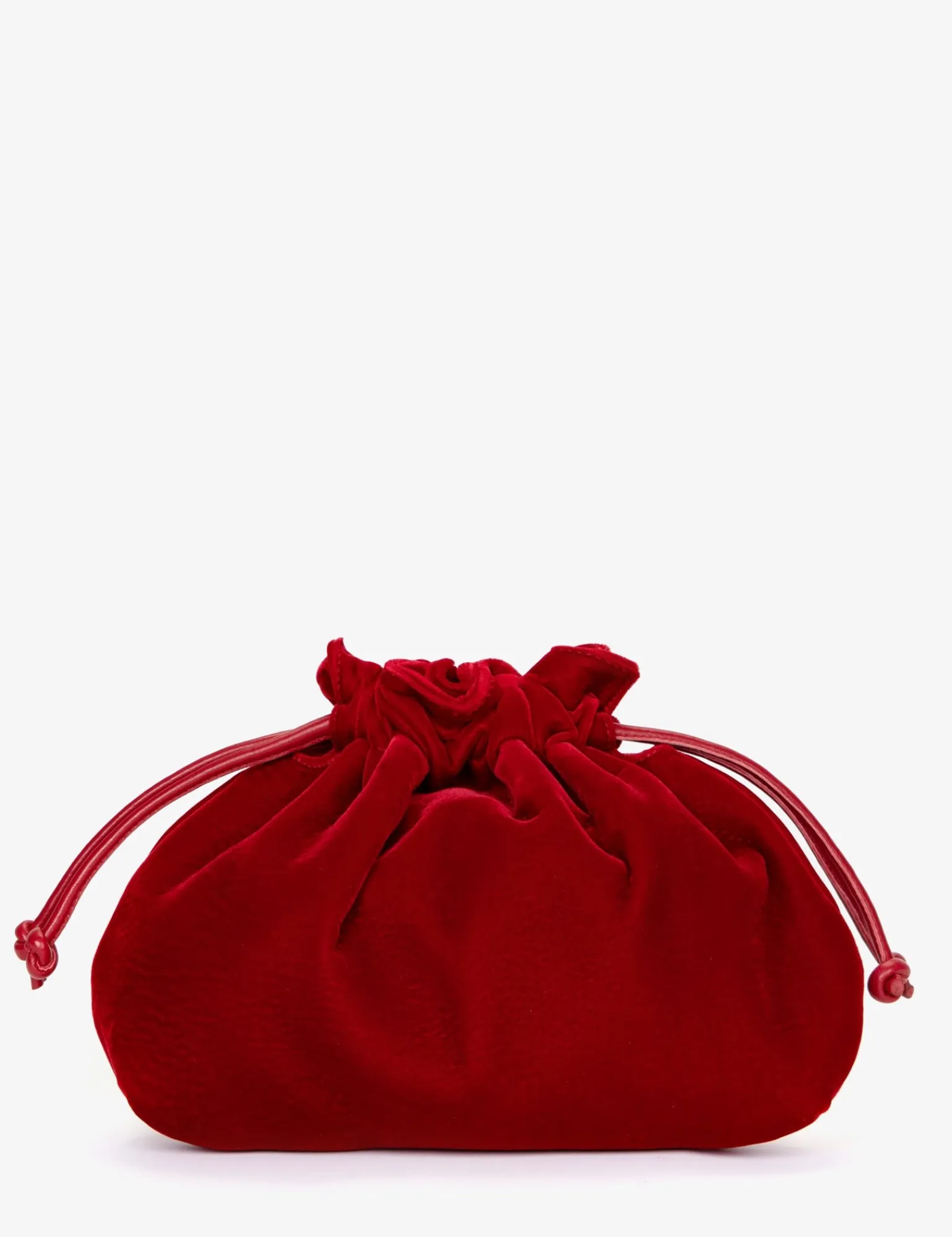 Penelope Chilvers Puffball Velvet Clutch Red Clearance