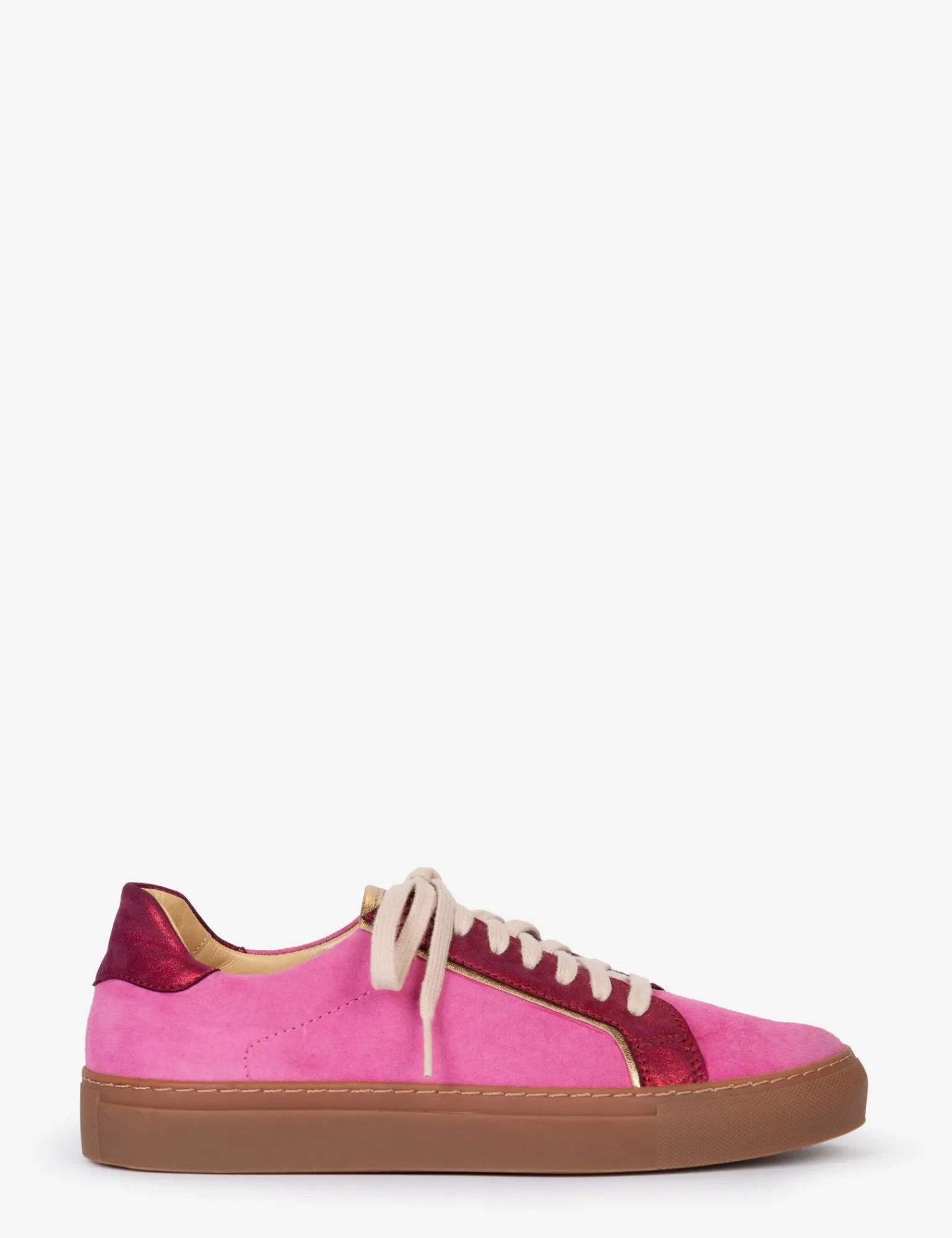 Penelope Chilvers Paradise Suede Metallic Trainer Pink/Red/Gold Best