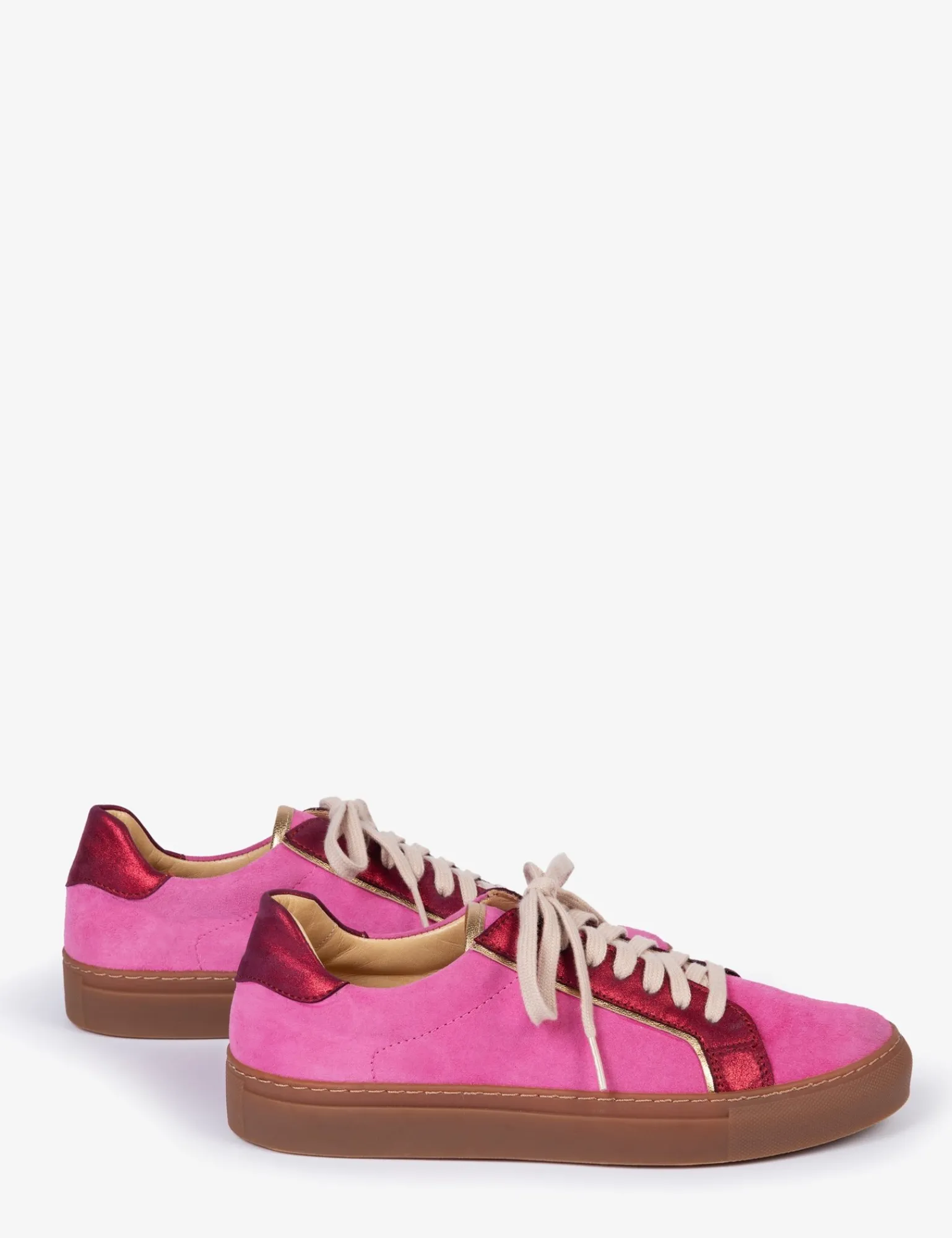 Penelope Chilvers Paradise Suede Metallic Trainer Pink/Red/Gold Best