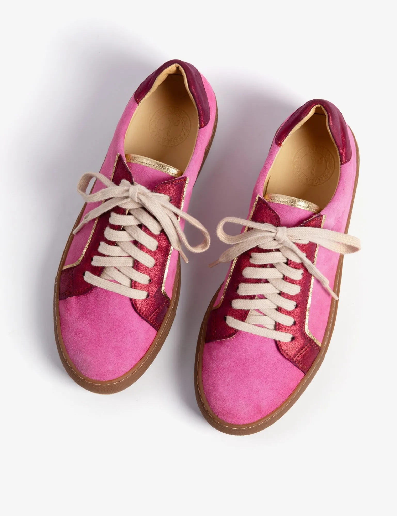 Penelope Chilvers Paradise Suede Metallic Trainer Pink/Red/Gold Best
