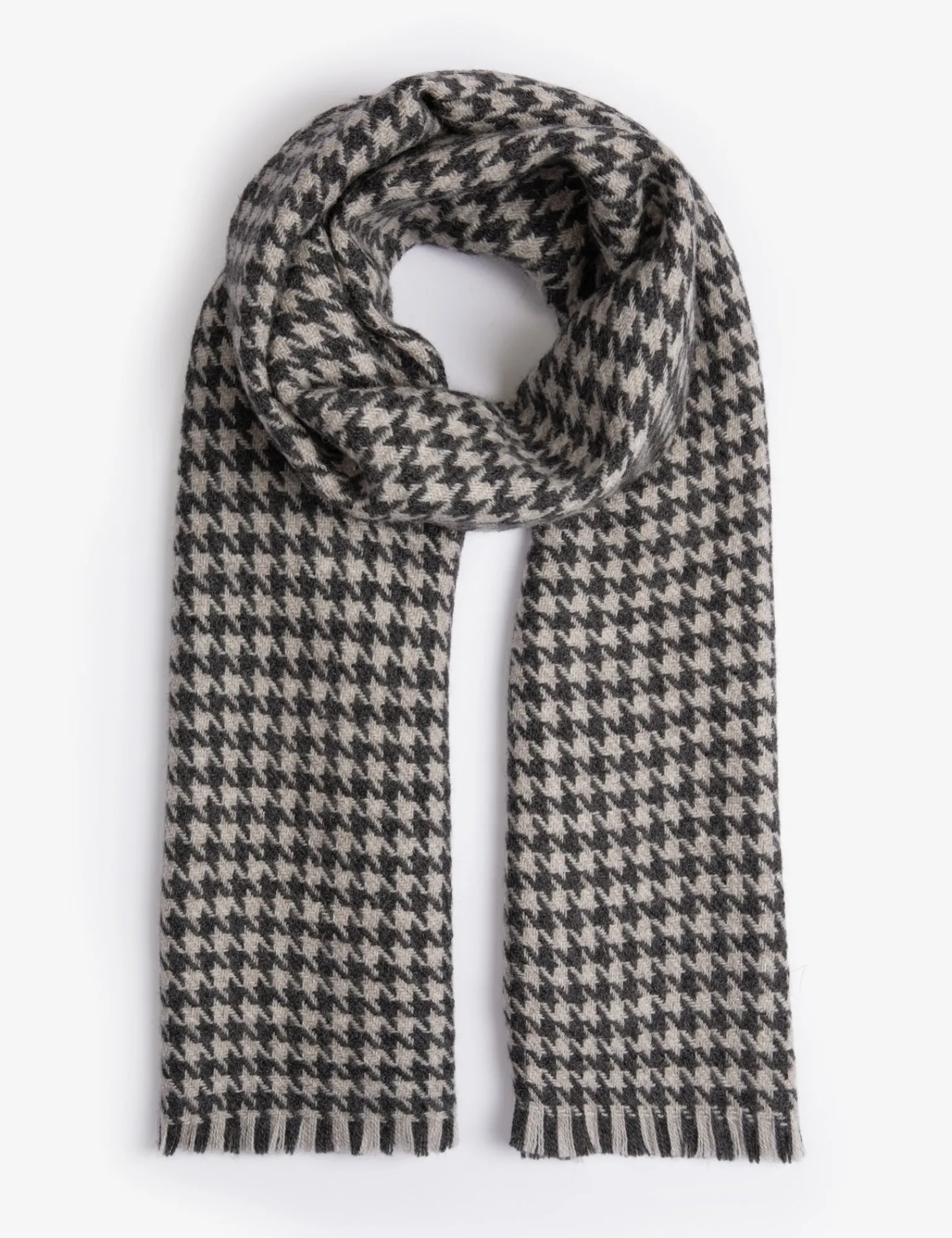Penelope Chilvers Oban Houndstooth Scarf Graphite Discount