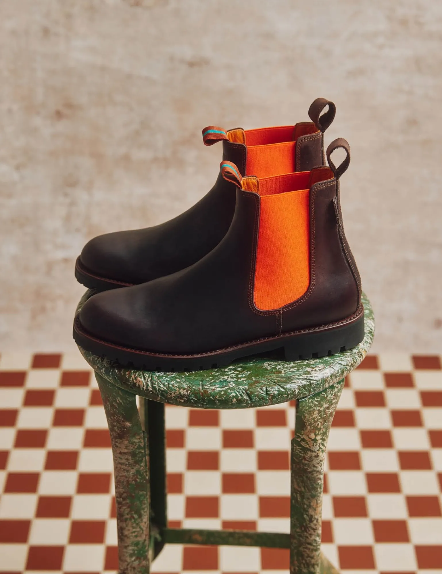 Penelope Chilvers Nelson Leather Boot Conker/NeonOrange Sale