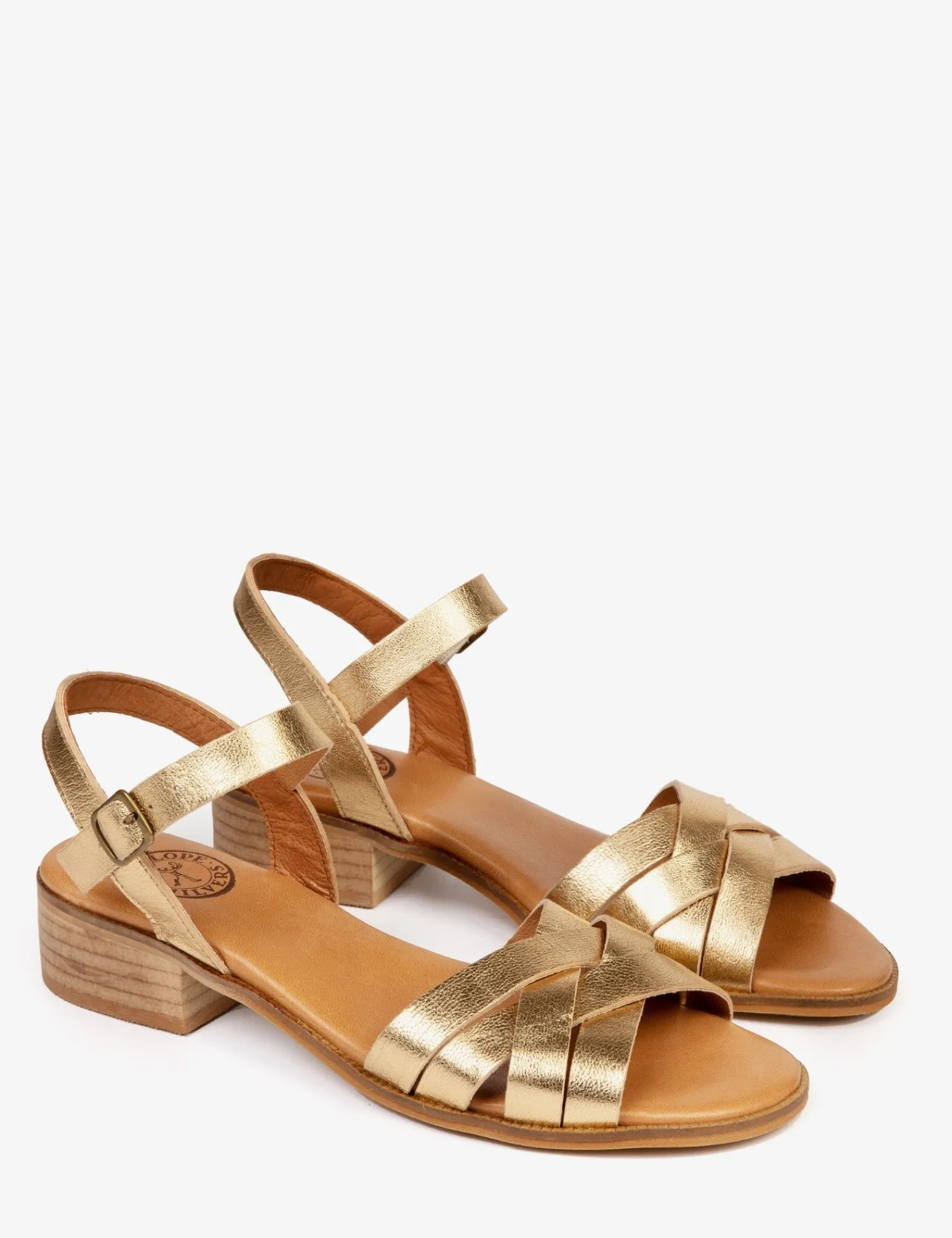 Penelope Chilvers Heeled Shepherdess Leather Sandal Gold Online