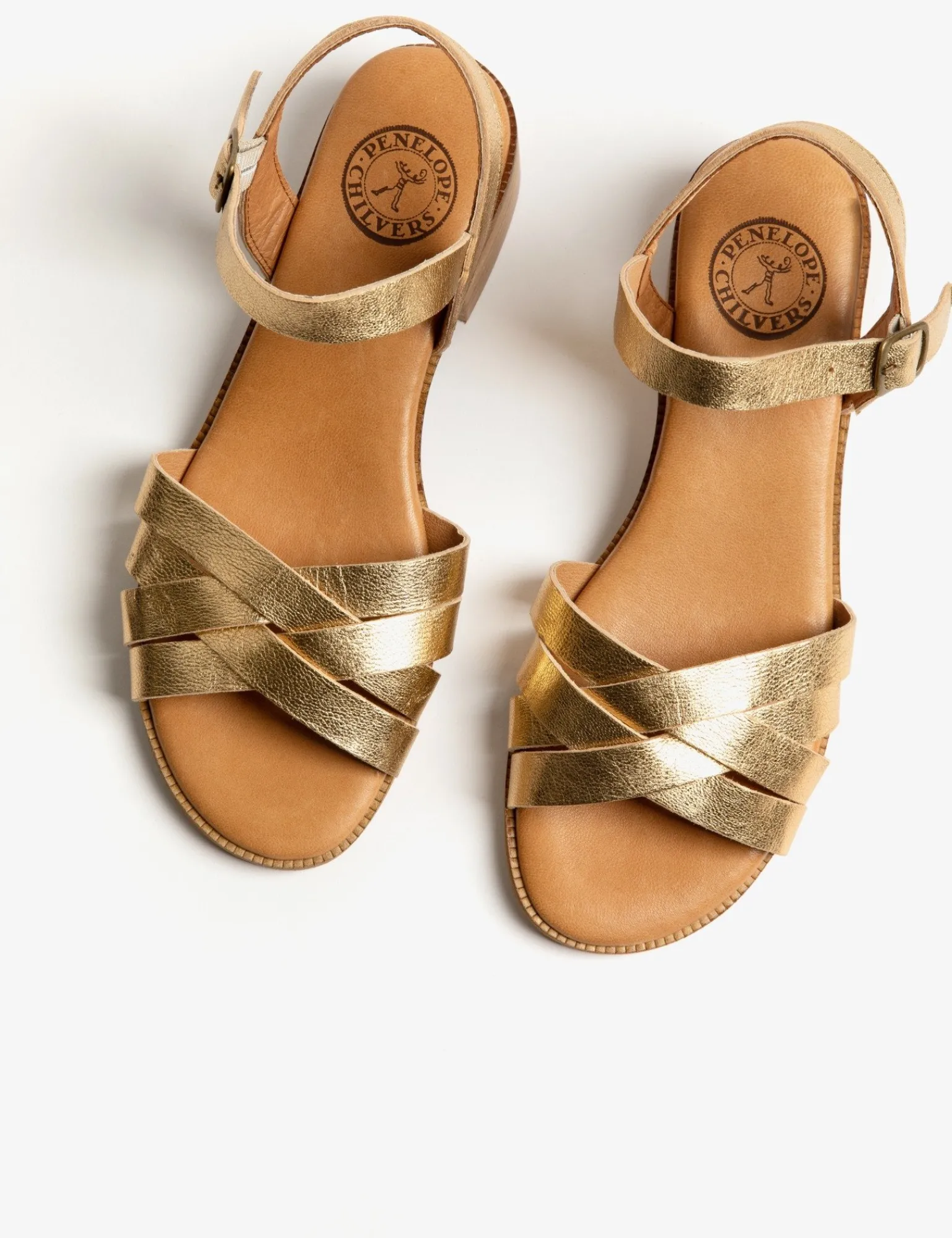 Penelope Chilvers Heeled Shepherdess Leather Sandal Gold Online