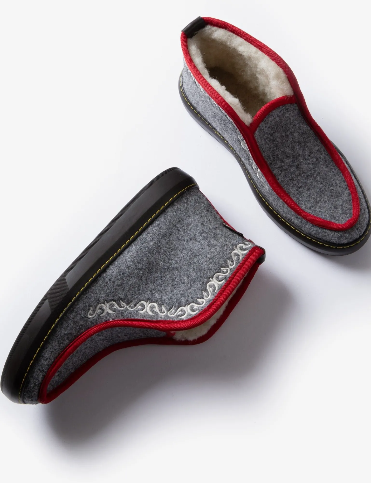 Penelope Chilvers Inuit Embroidered Felt Wool-Lined Slipper FlannelGrey Discount