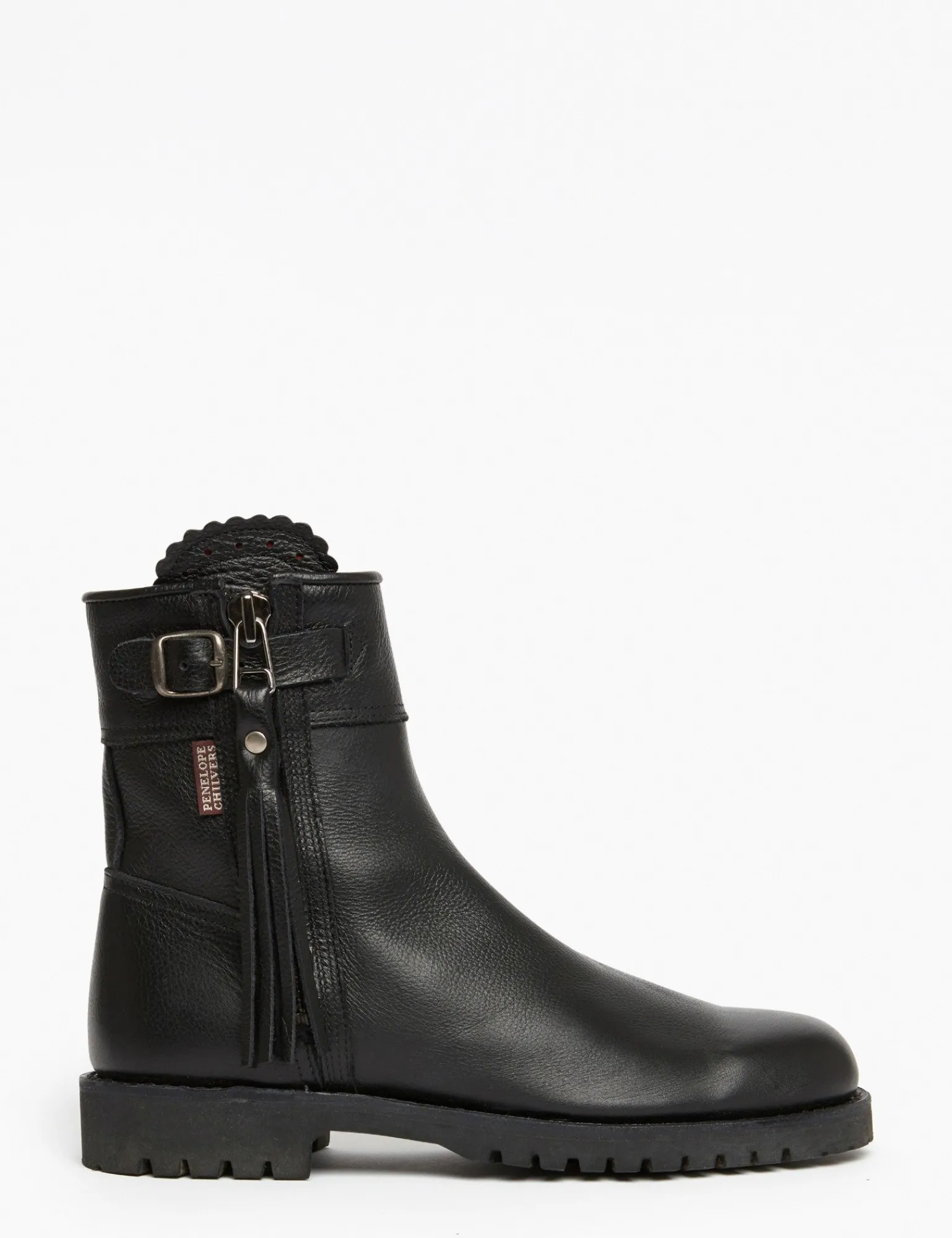 Penelope Chilvers Cropped Leather Tassel Boot Black Outlet