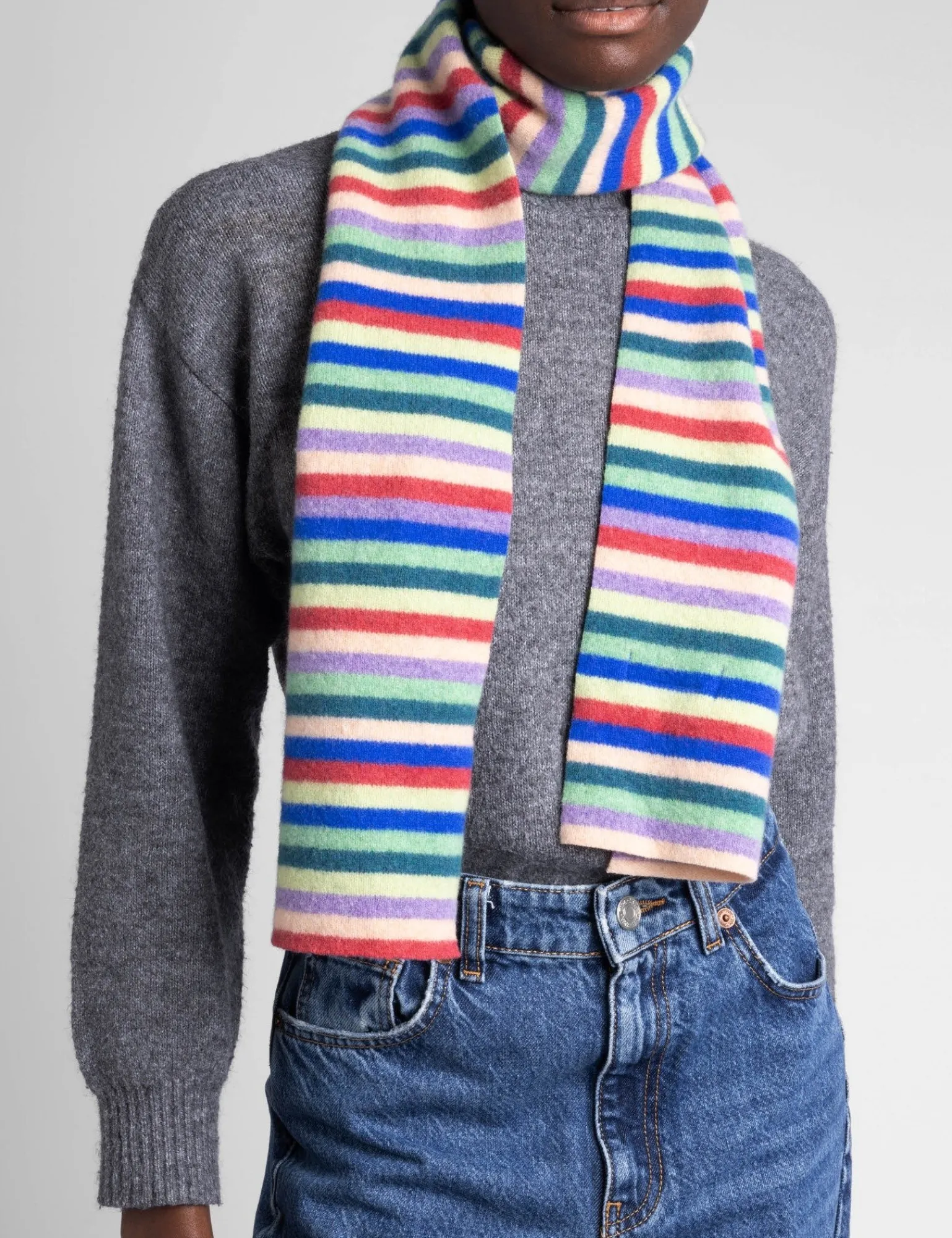 Penelope Chilvers Miro Wool Stripe Scarf Indigo/Multi Sale