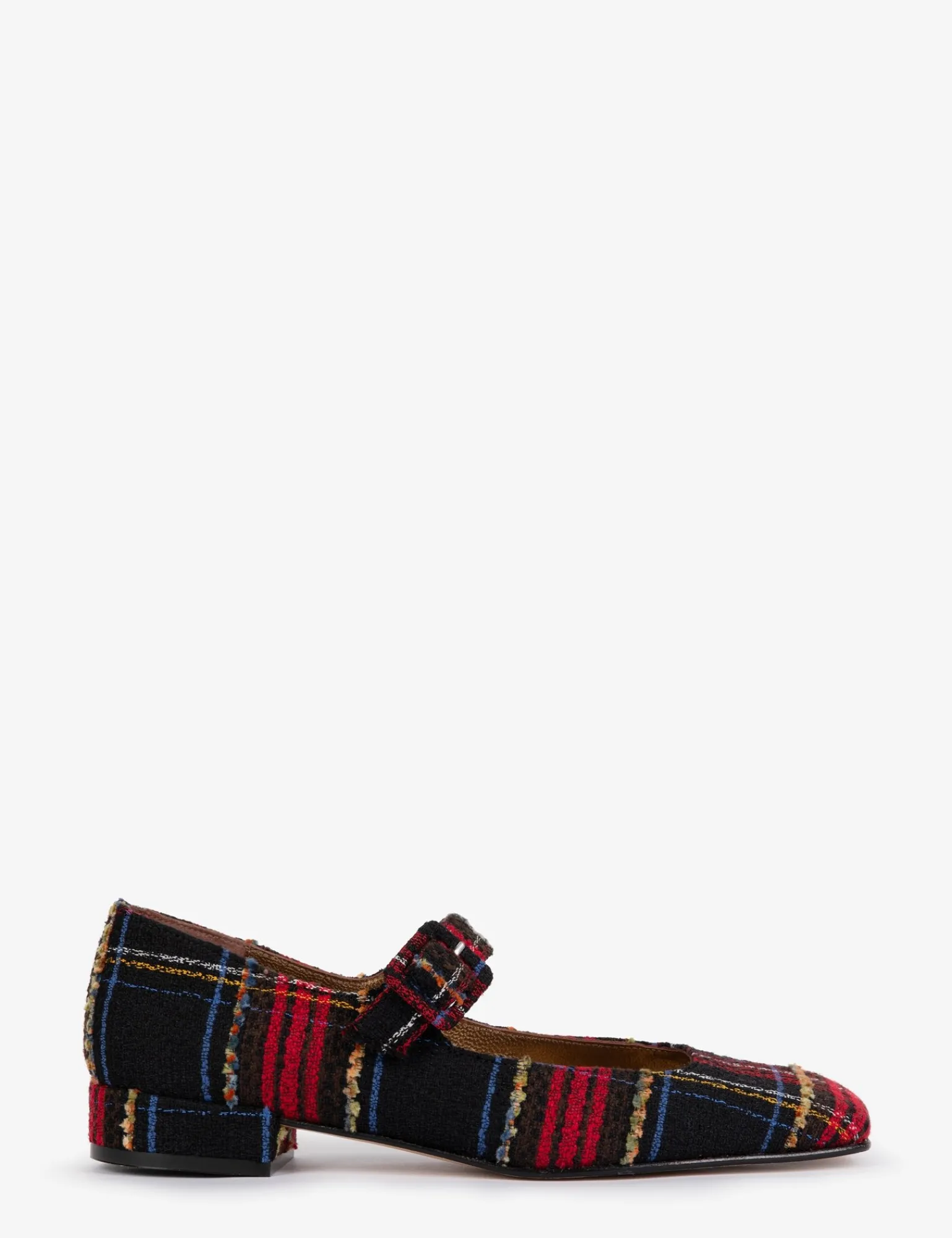 Penelope Chilvers Low Mary Jane Tartan Shoe Black/Red Outlet