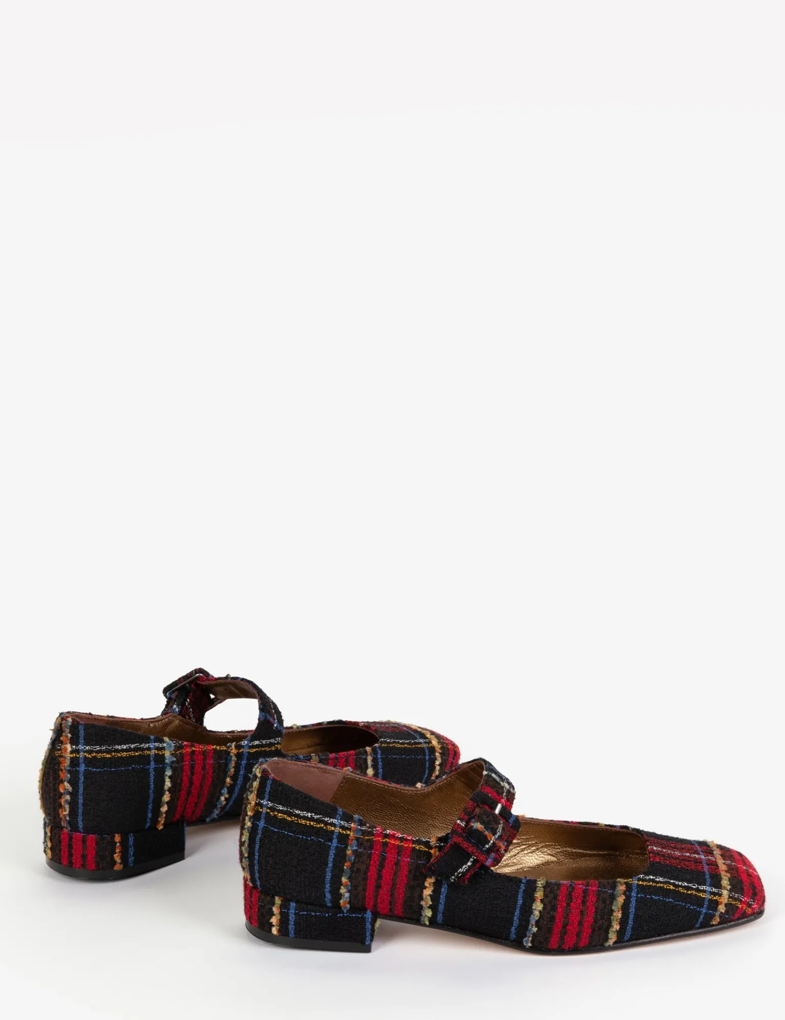 Penelope Chilvers Low Mary Jane Tartan Shoe Black/Red Outlet