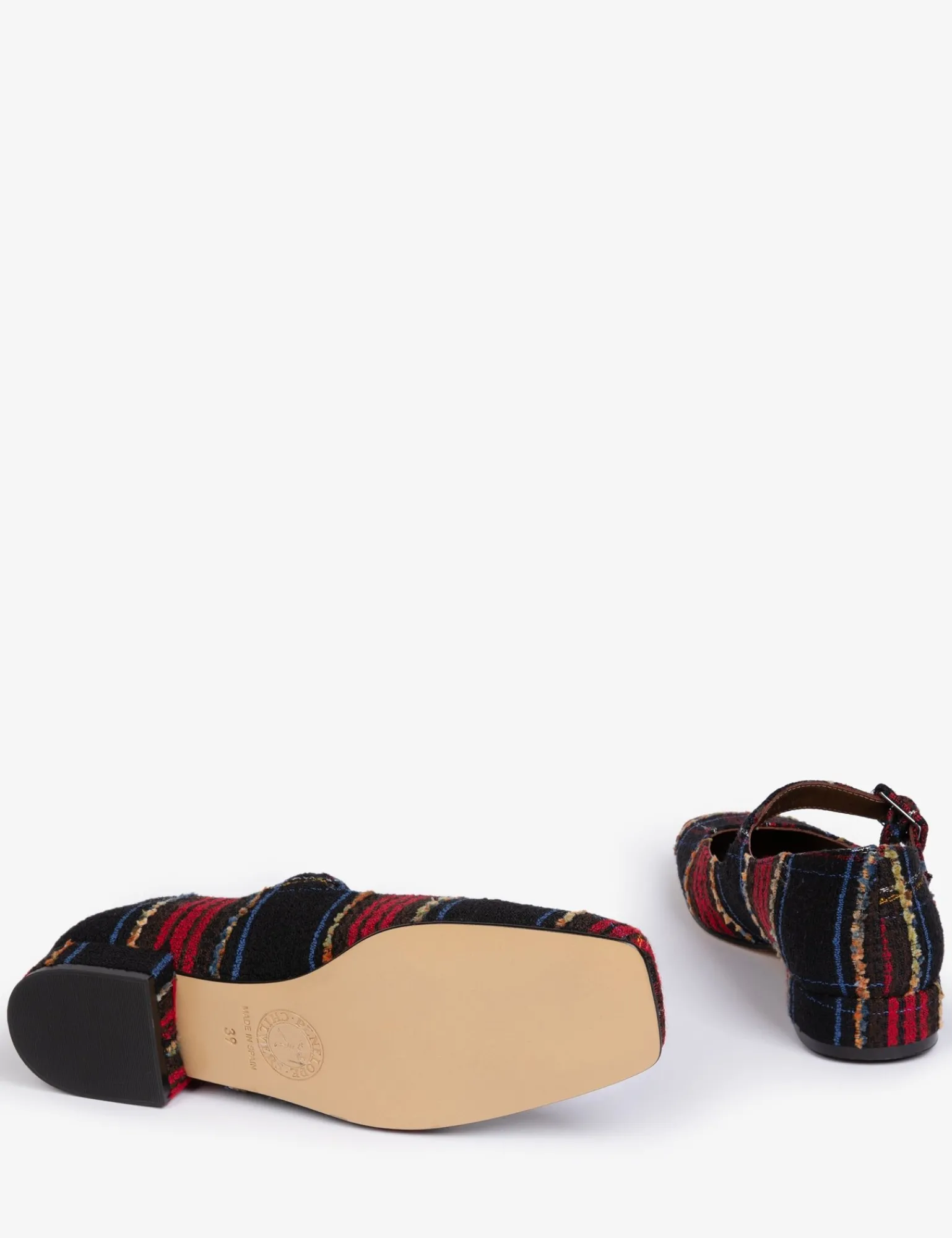 Penelope Chilvers Low Mary Jane Tartan Shoe Black/Red Outlet
